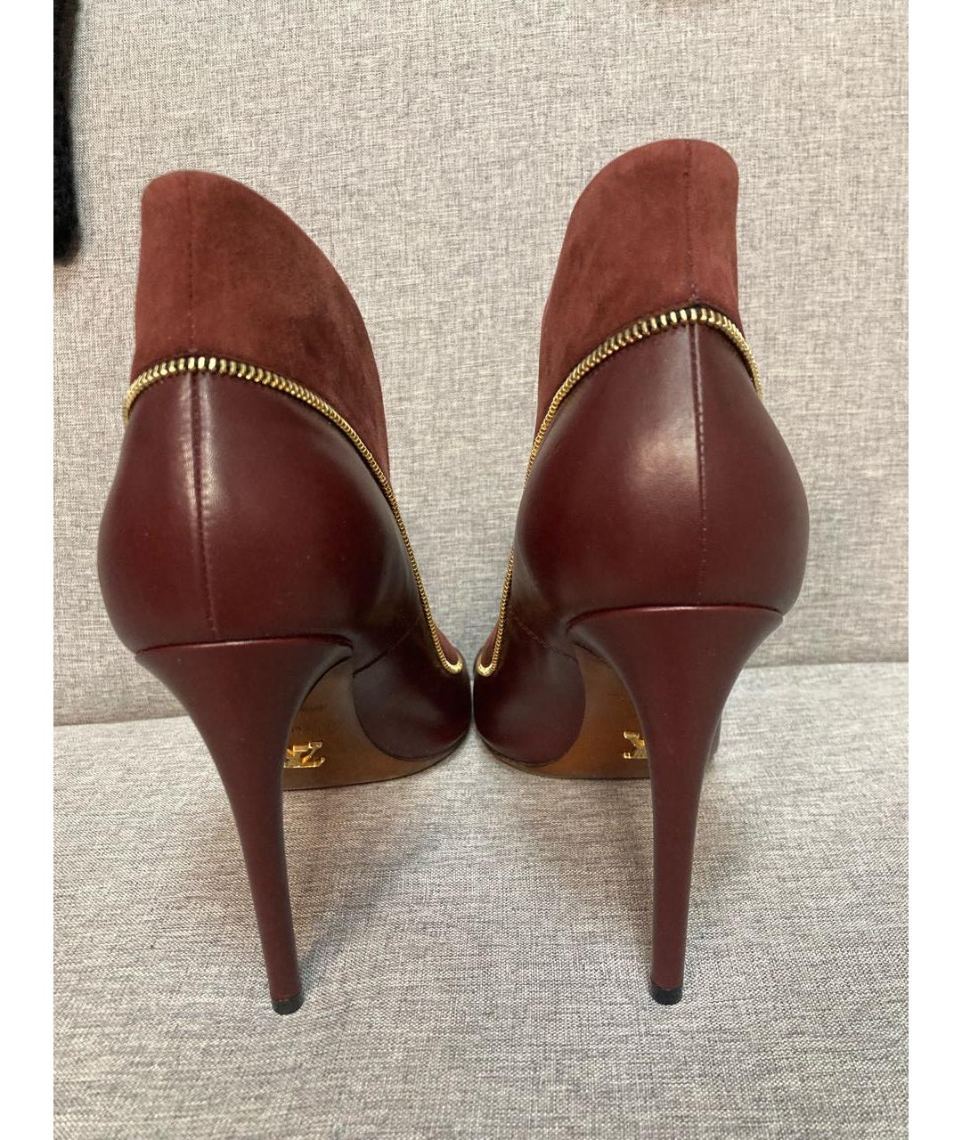 LOUIS VUITTON Бордовые кожаные ботильоны, фото 3