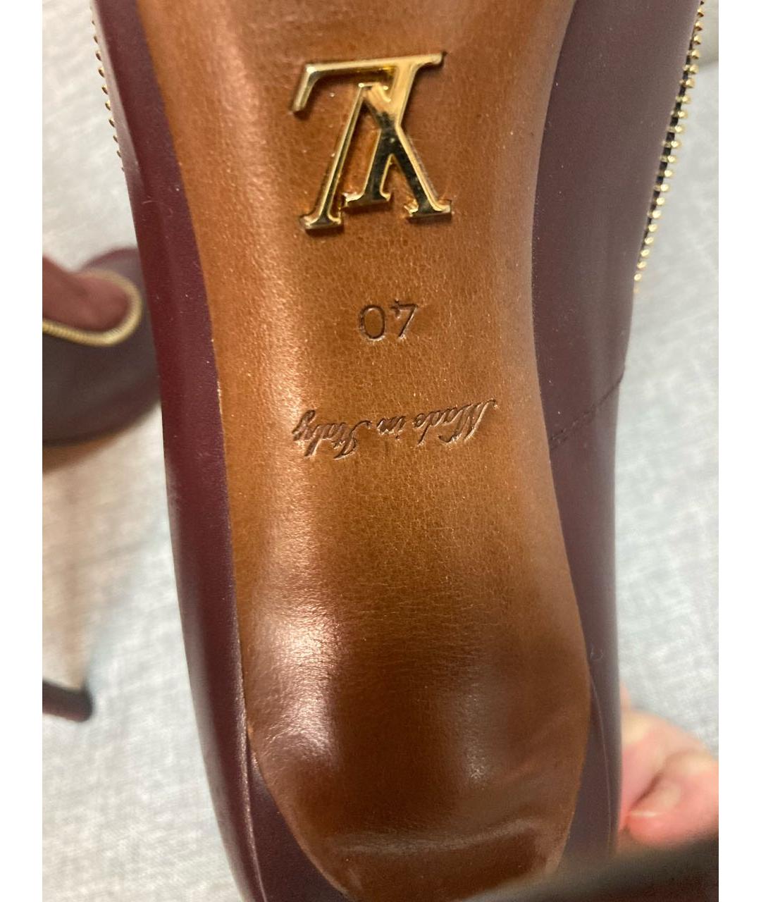 LOUIS VUITTON Бордовые кожаные ботильоны, фото 5