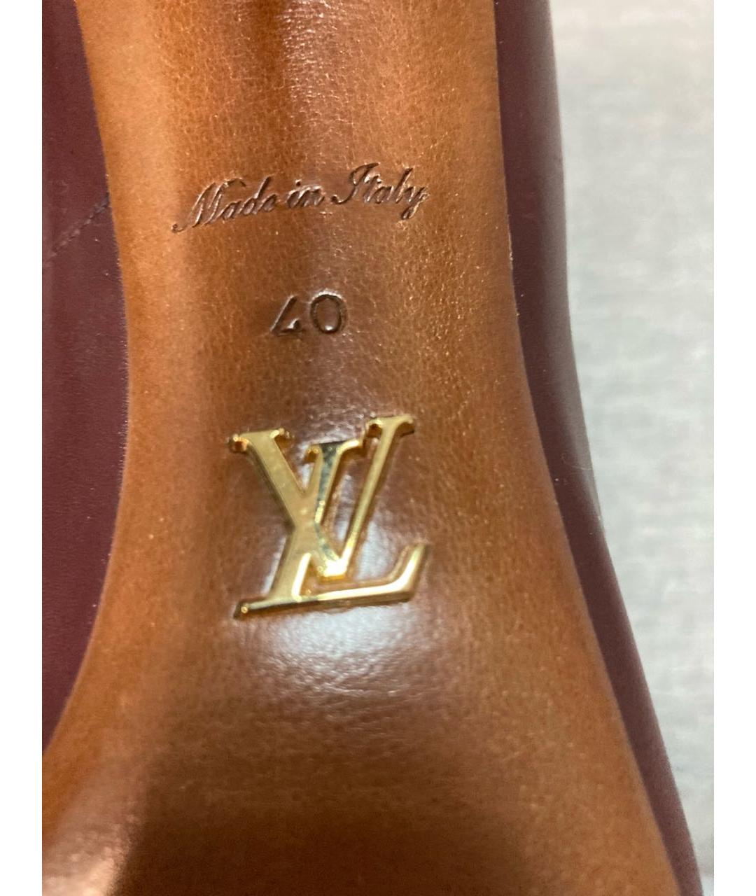 LOUIS VUITTON Бордовые кожаные ботильоны, фото 4