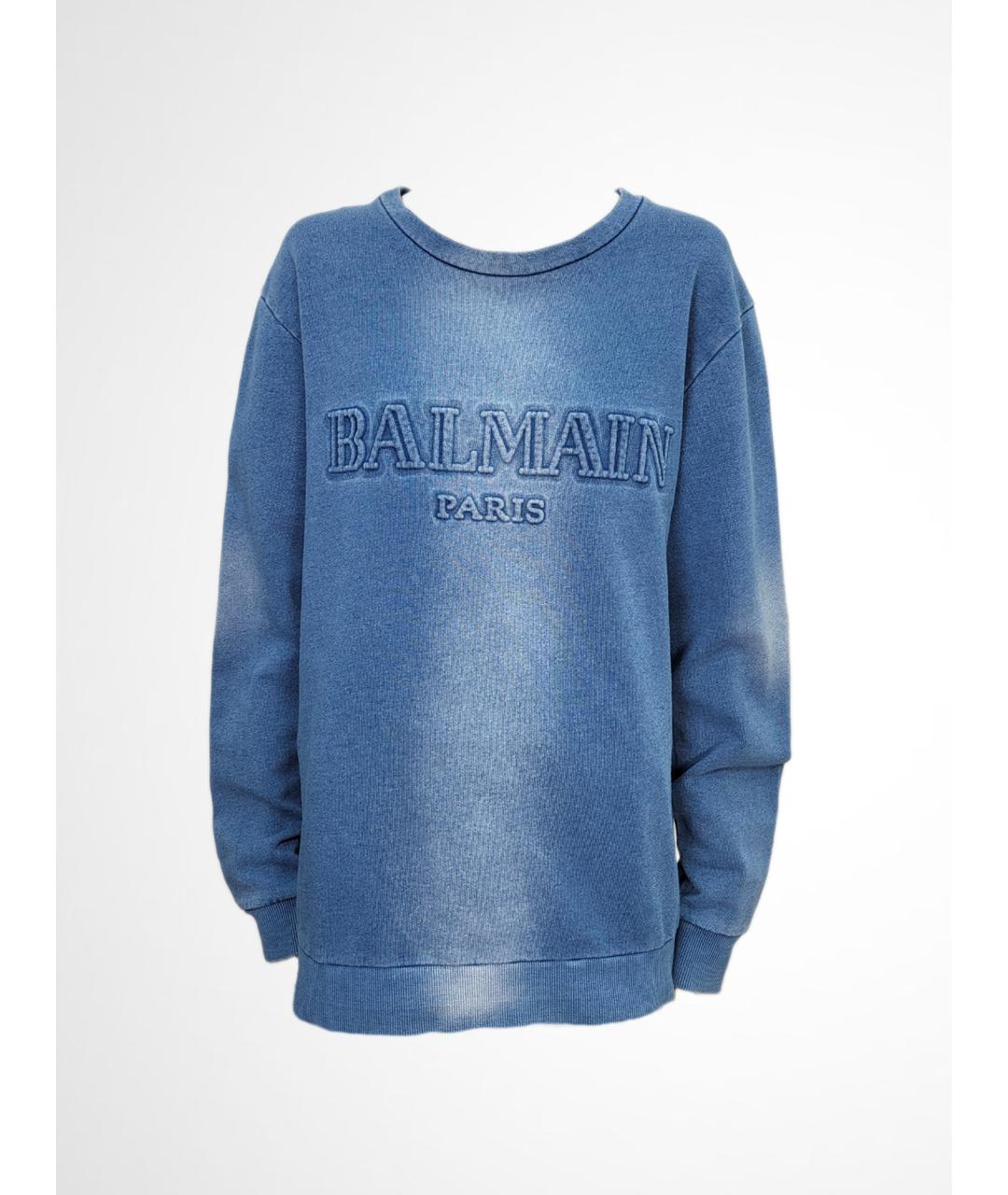 BALMAIN Голубой хлопковый джемпер / свитер, фото 4