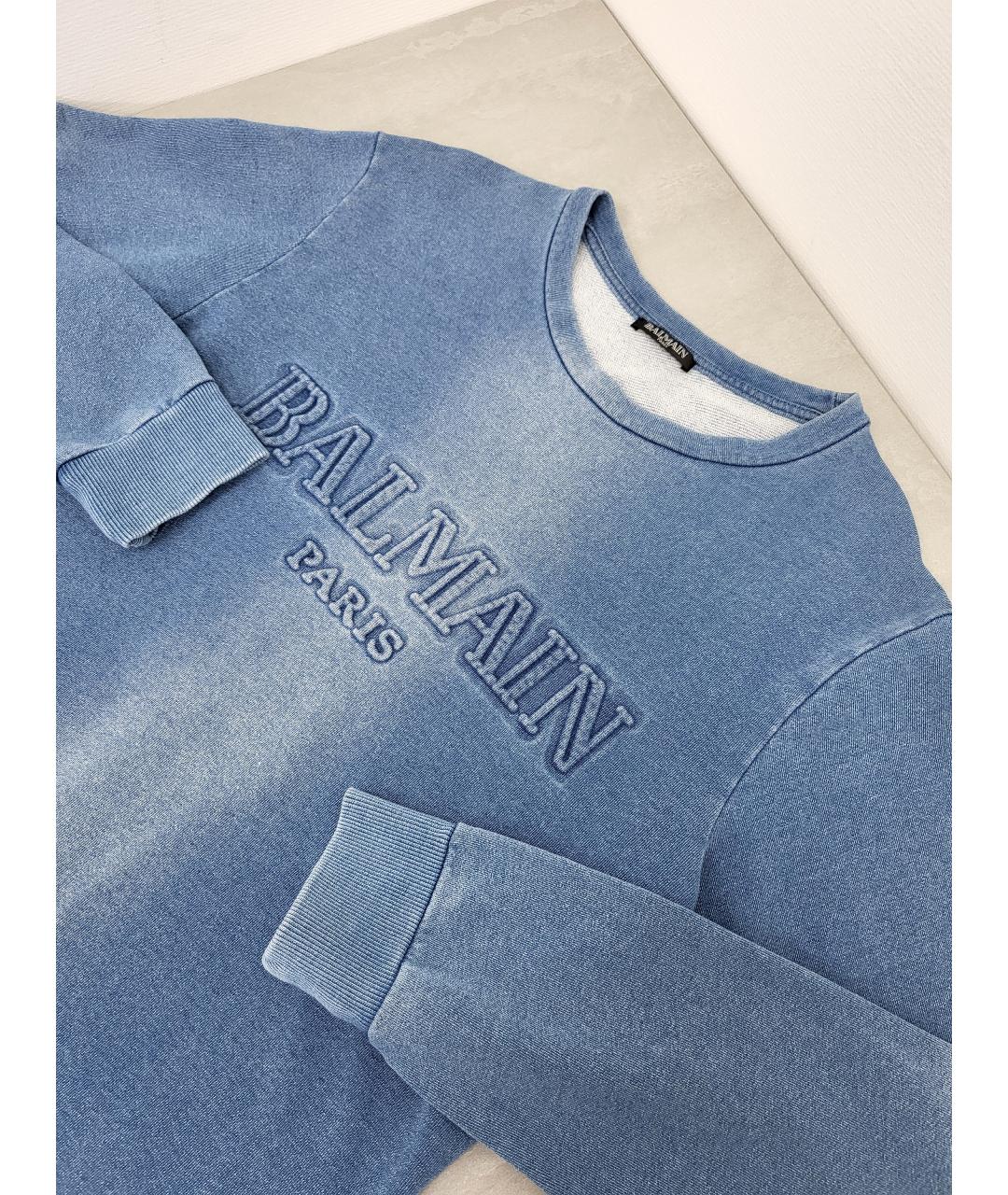 BALMAIN Голубой хлопковый джемпер / свитер, фото 3