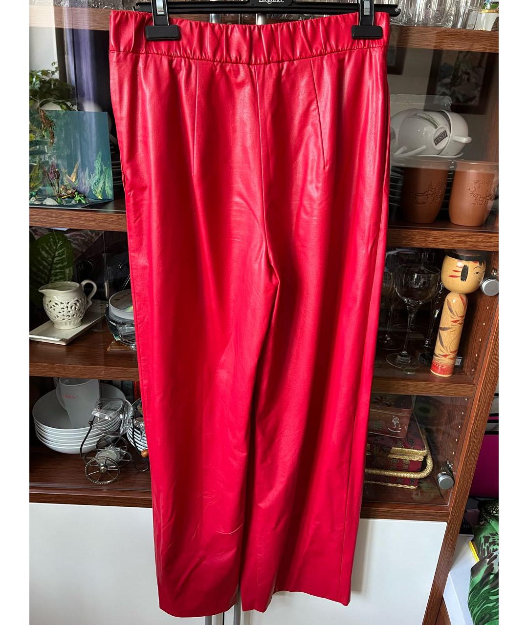 VIKA GAZINSKAYA Красные полиуретановые брюки широкие, фото 3