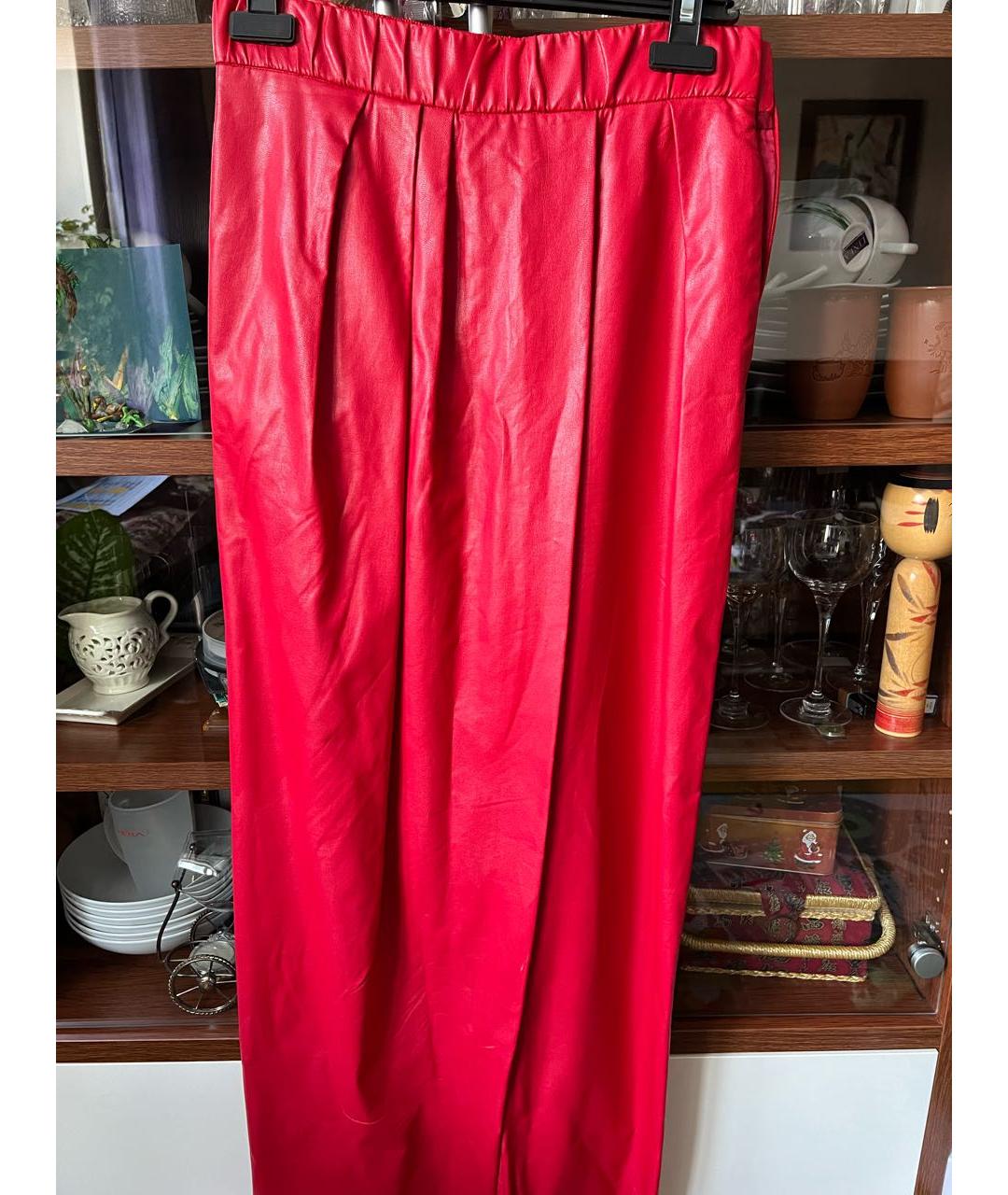 VIKA GAZINSKAYA Красные полиуретановые брюки широкие, фото 2
