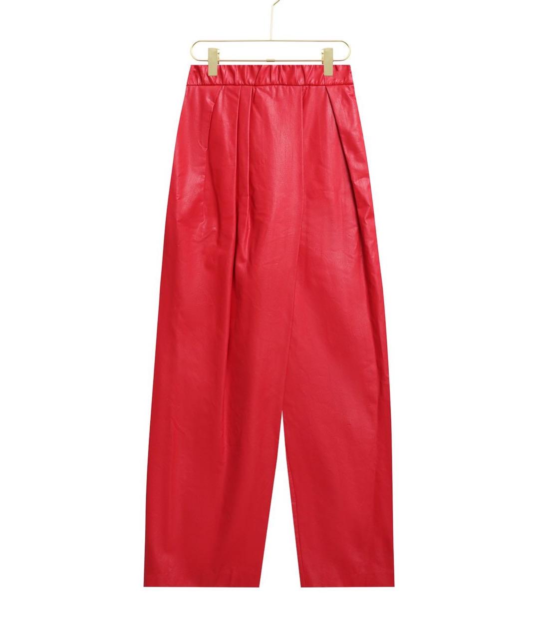 VIKA GAZINSKAYA Красные полиуретановые брюки широкие, фото 8