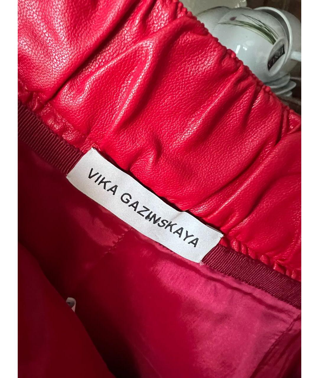 VIKA GAZINSKAYA Красные полиуретановые брюки широкие, фото 4