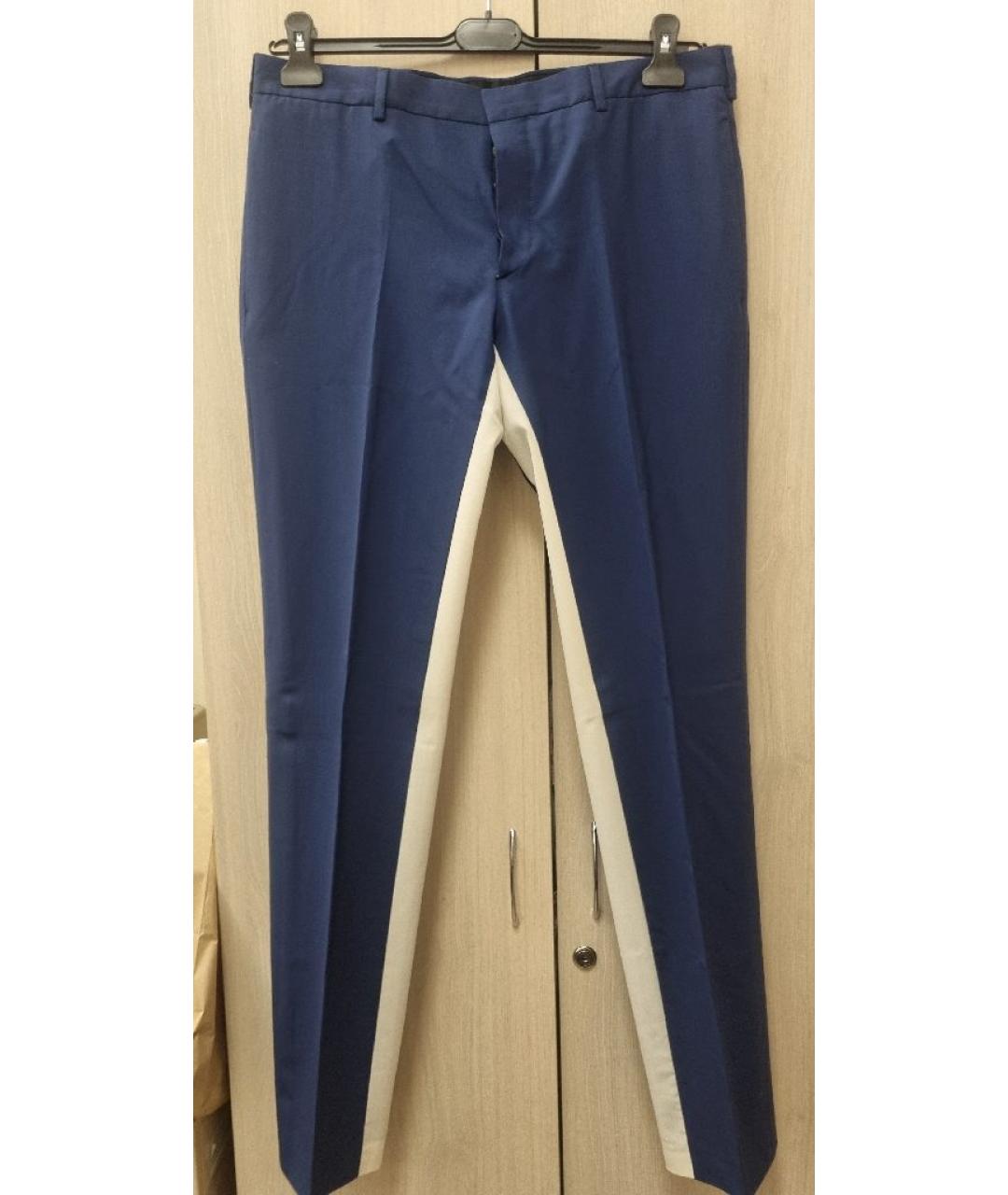 PRADA Темно-синие шерстяные классические брюки, фото 9