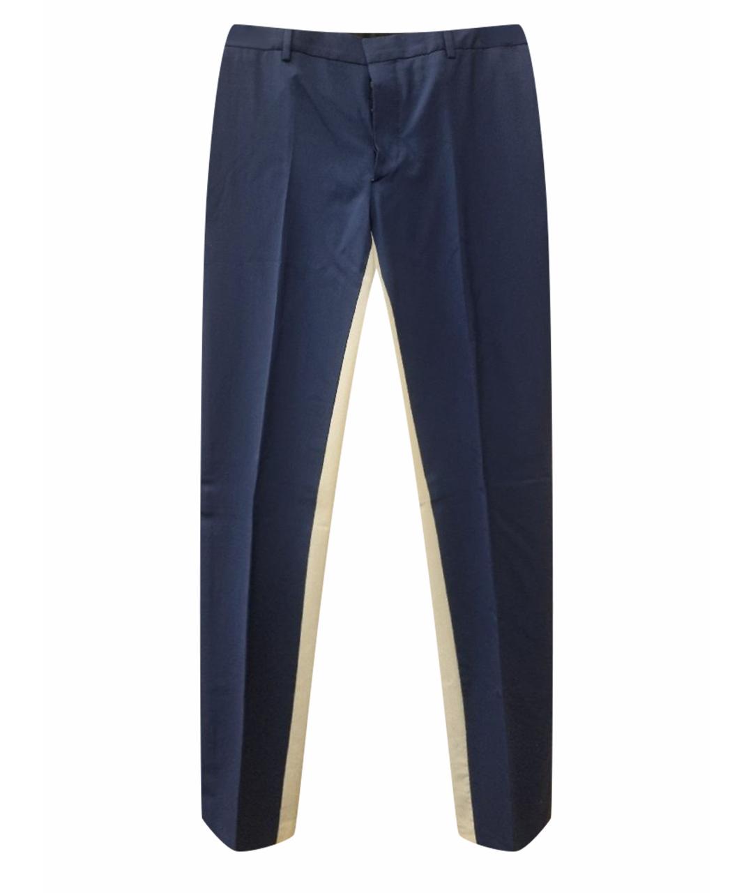 PRADA Темно-синие шерстяные классические брюки, фото 1
