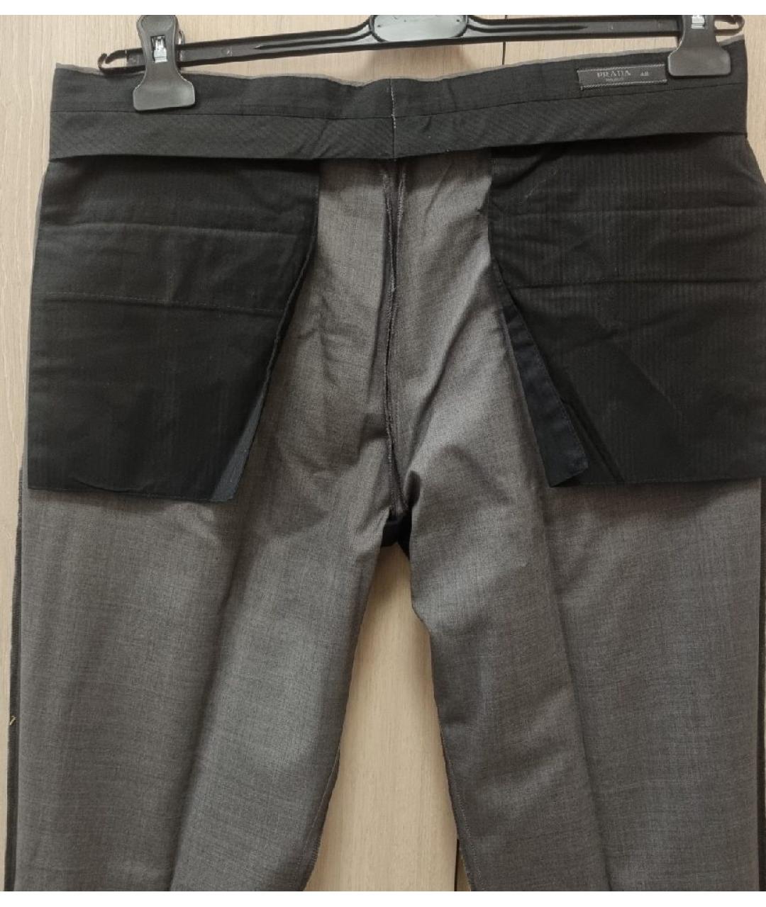 PRADA Серые шерстяные классические брюки, фото 3