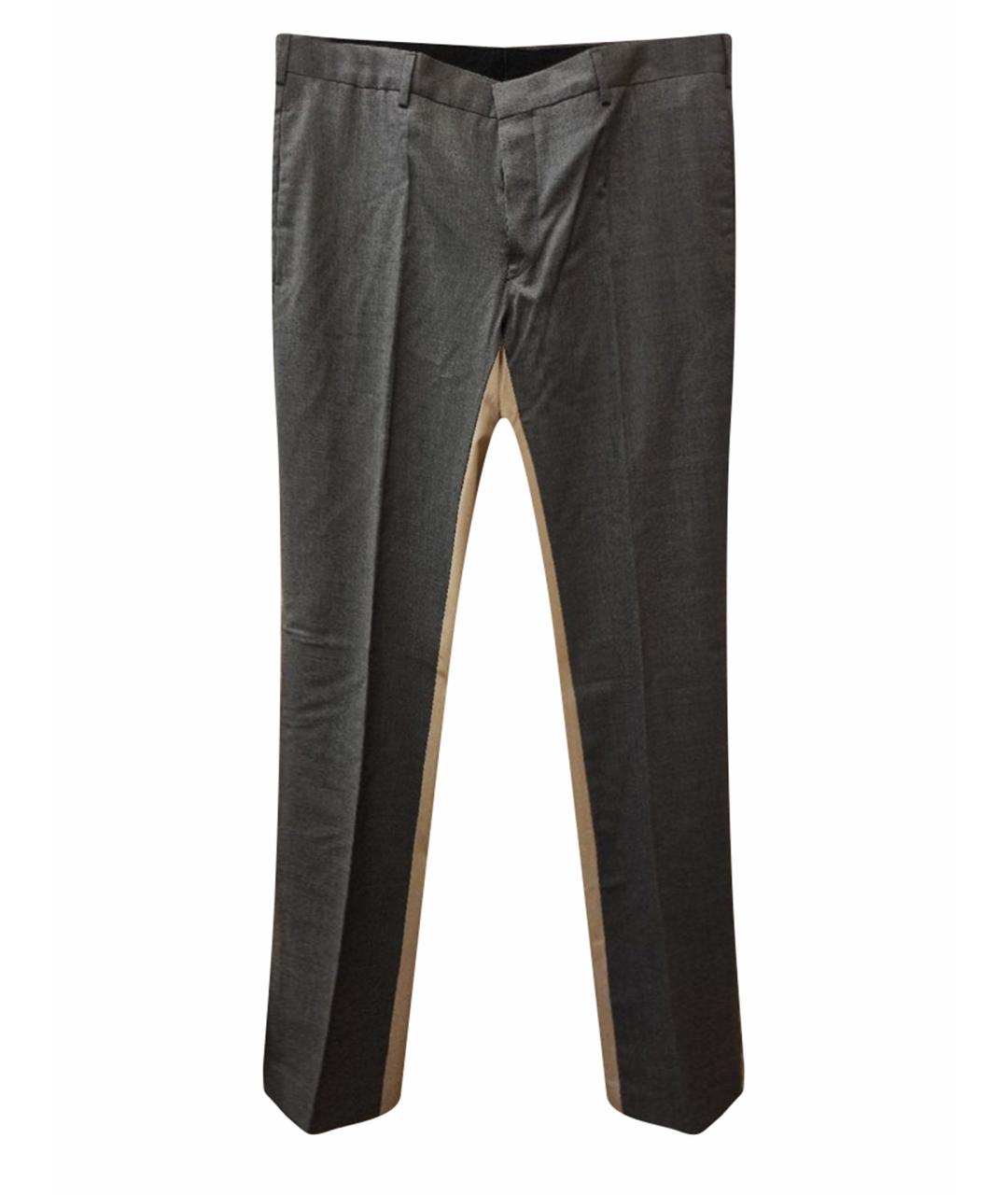 PRADA Серые шерстяные классические брюки, фото 1