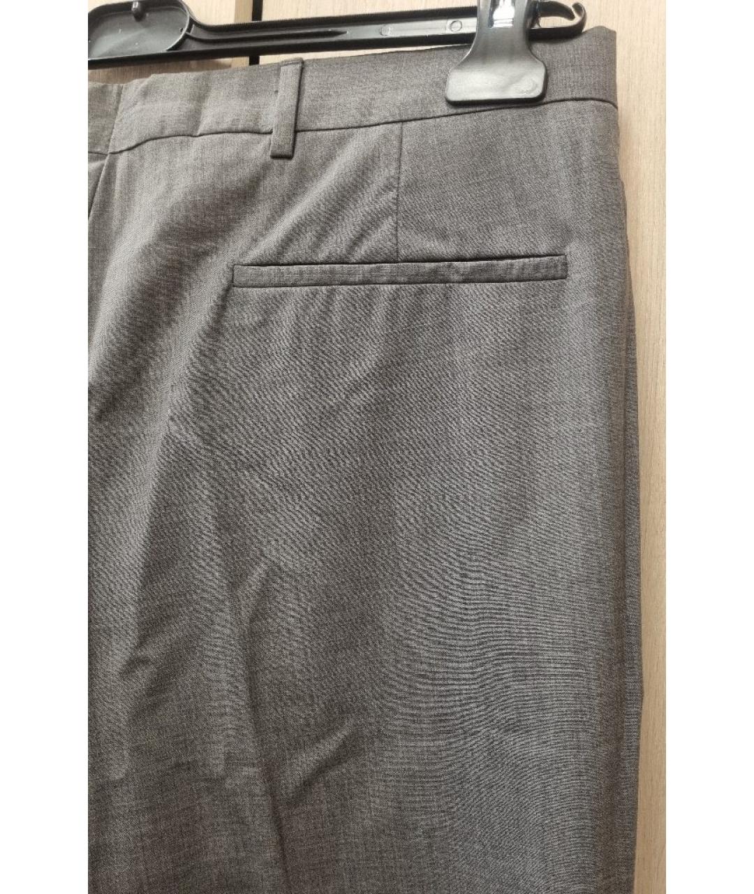 PRADA Серые шерстяные классические брюки, фото 4