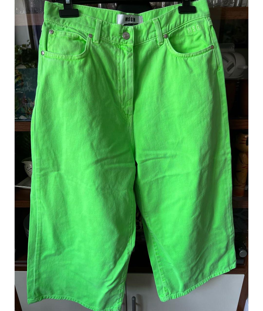 MSGM Зеленые хлопковые джинсы клеш, фото 2