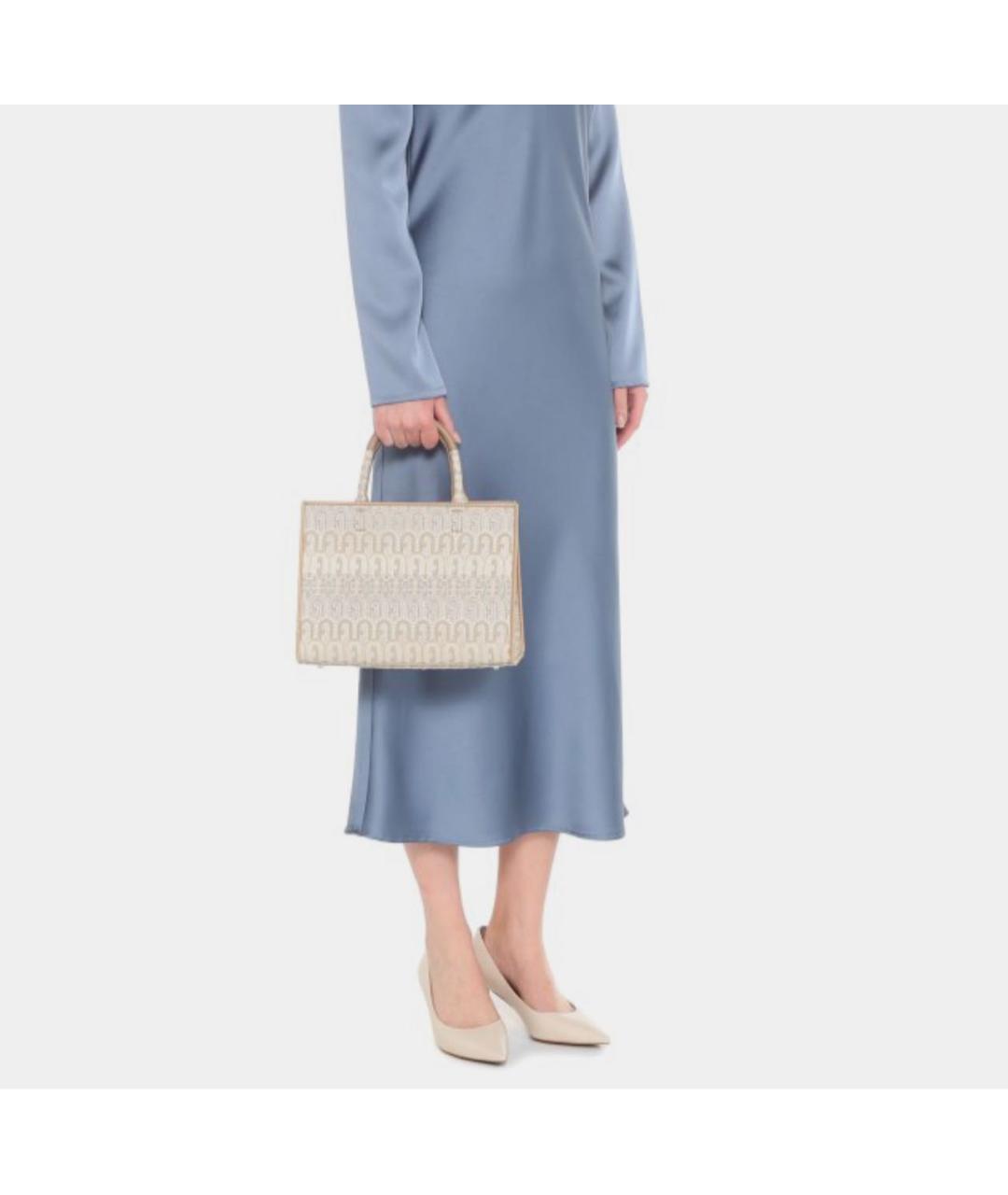 FURLA Бежевая тканевая сумка тоут, фото 2