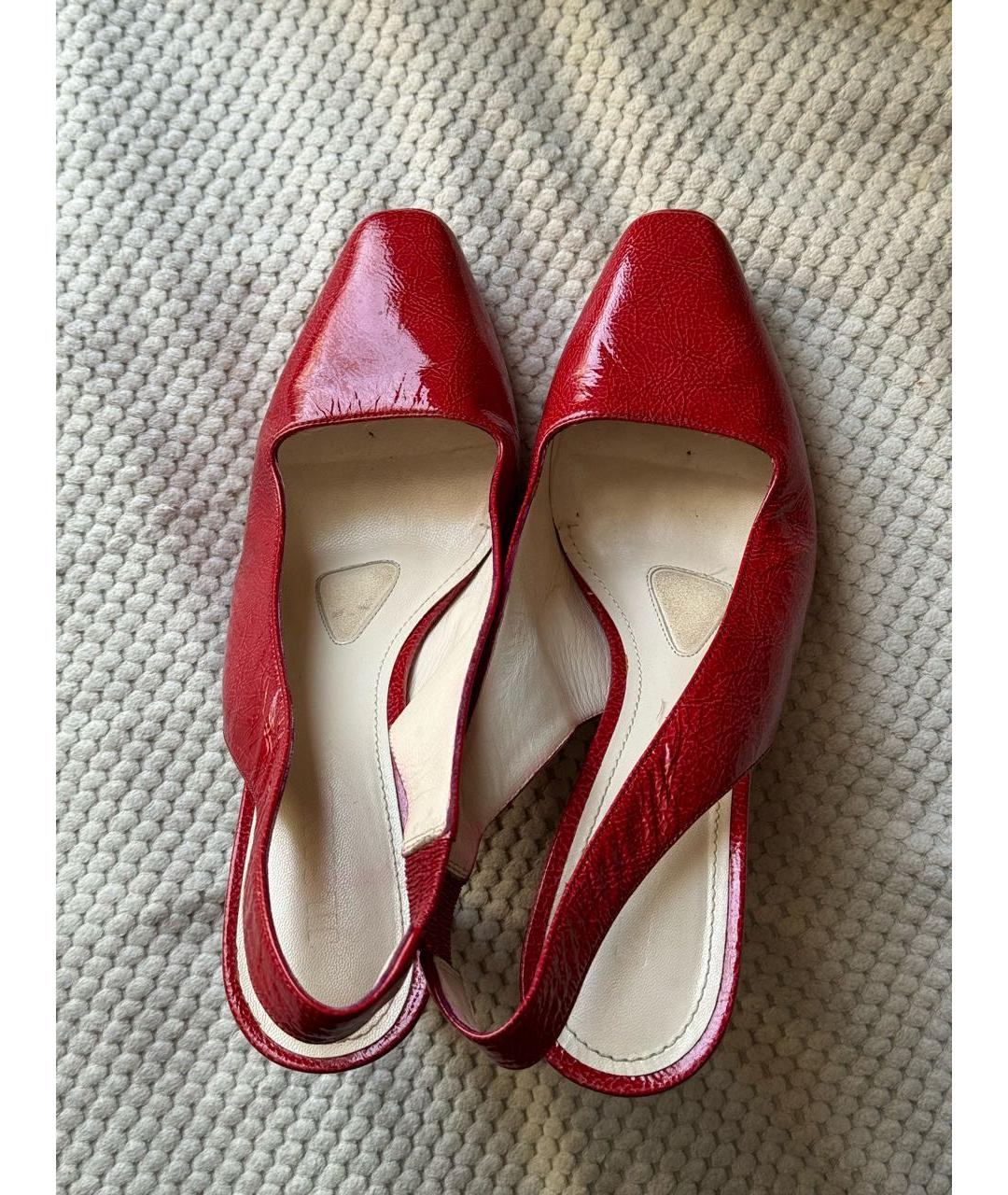JIL SANDER Красные кожаные туфли, фото 3
