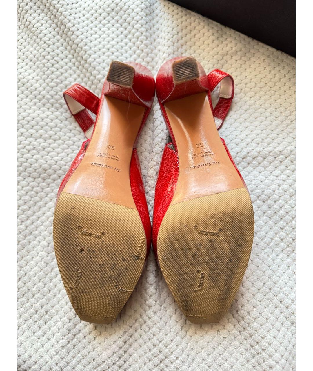JIL SANDER Красные кожаные туфли, фото 7