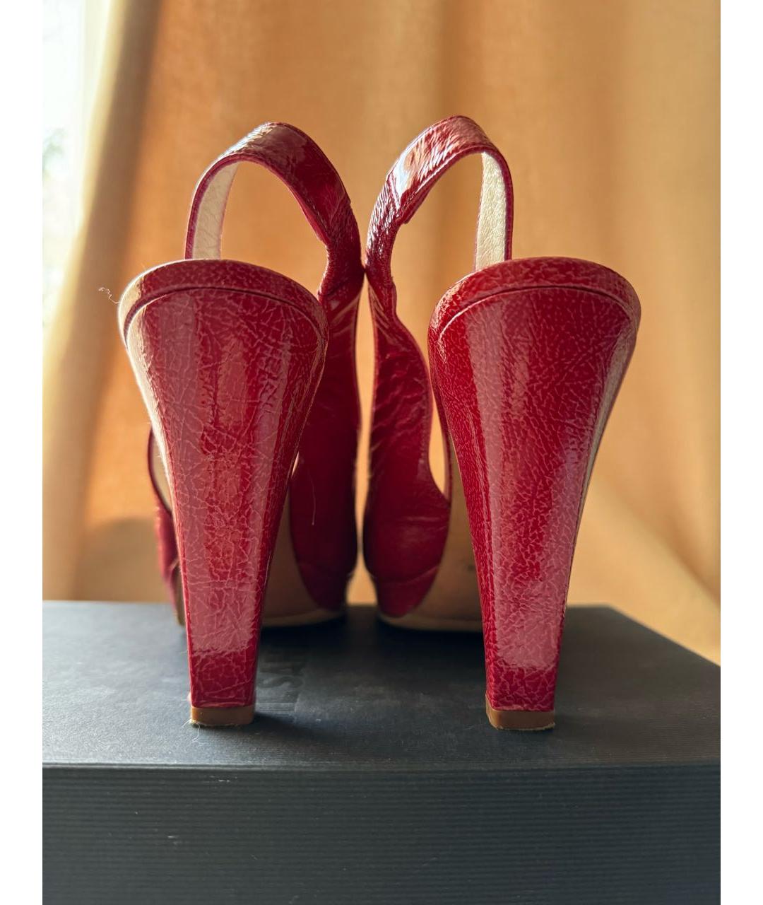 JIL SANDER Красные кожаные туфли, фото 4