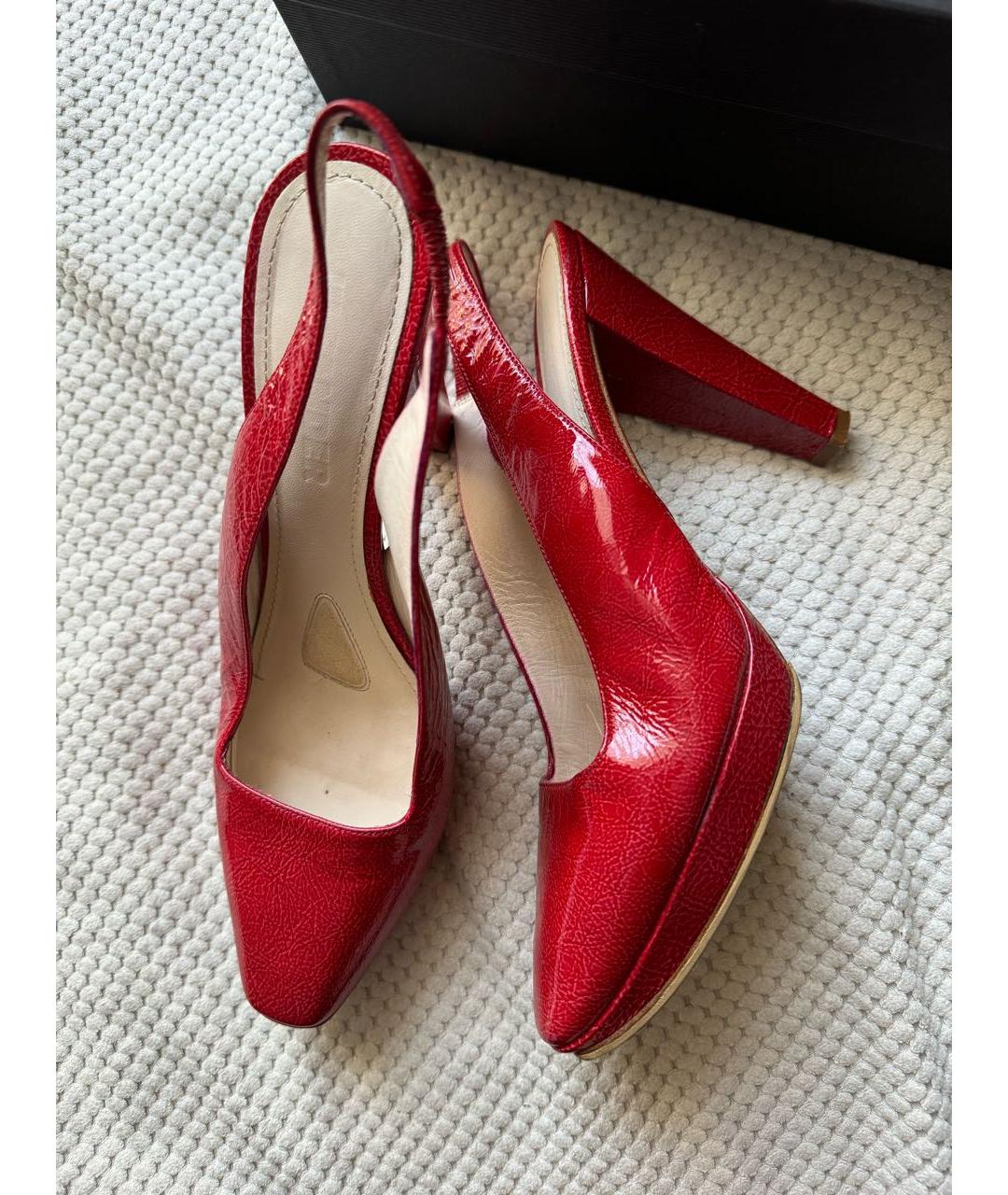 JIL SANDER Красные кожаные туфли, фото 5