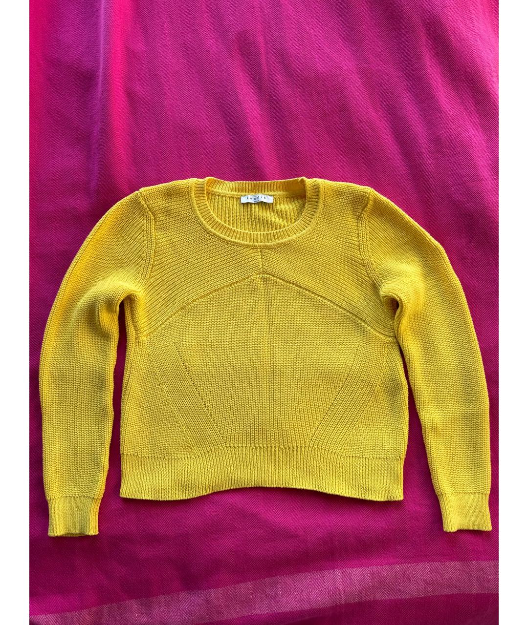 SANDRO Желтый хлопковый джемпер / свитер, фото 7