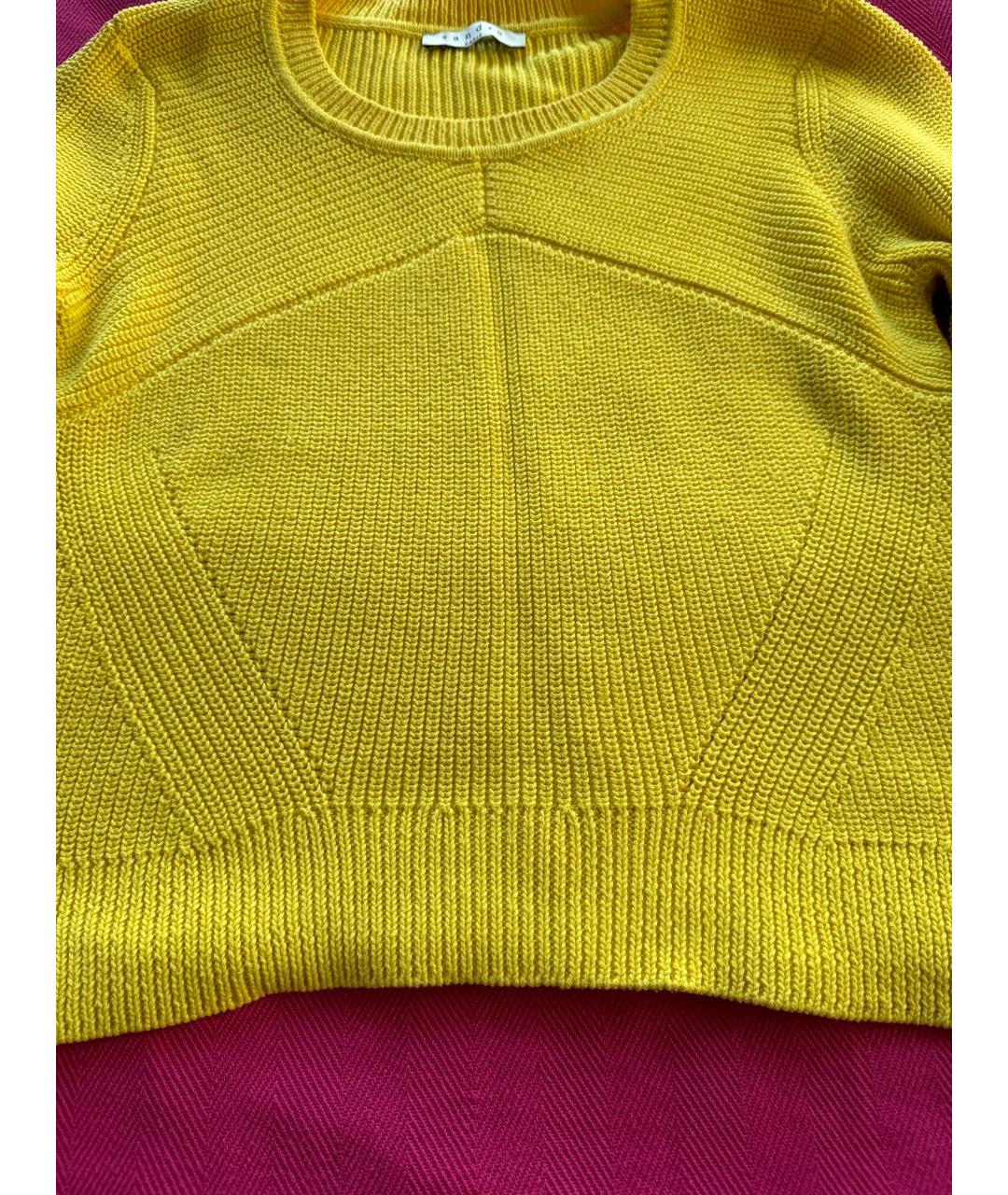 SANDRO Желтый хлопковый джемпер / свитер, фото 4