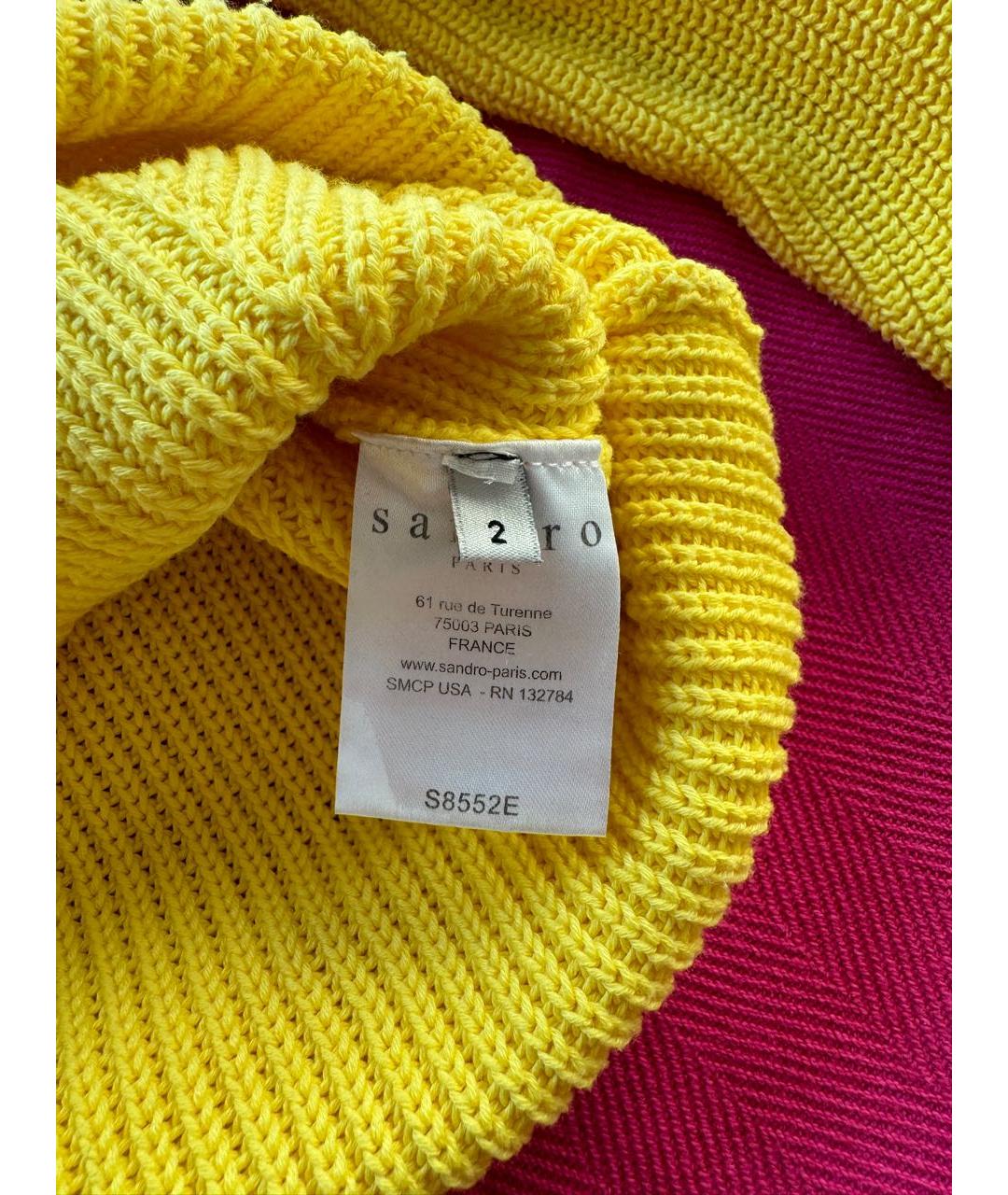 SANDRO Желтый хлопковый джемпер / свитер, фото 5