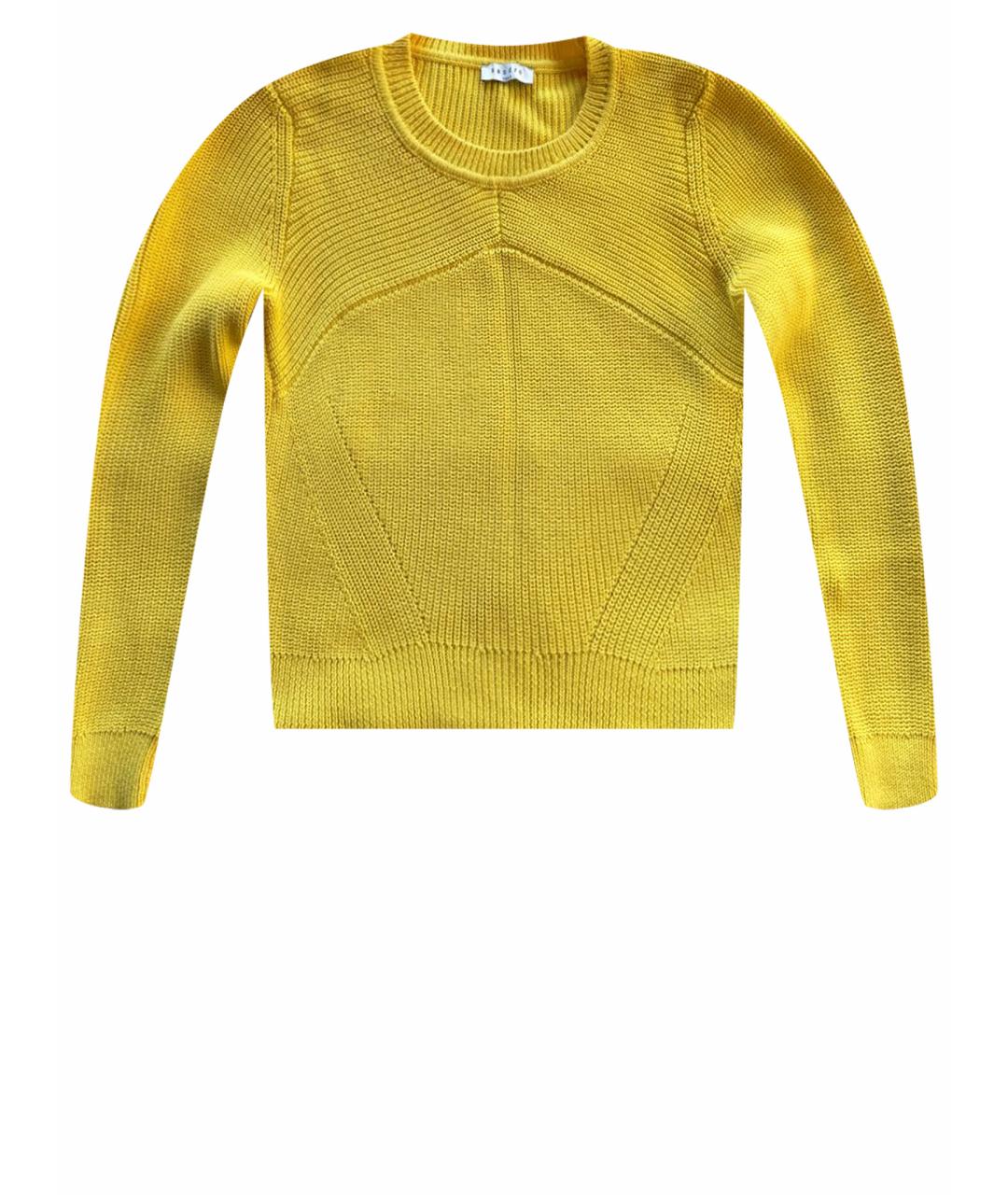 SANDRO Желтый хлопковый джемпер / свитер, фото 1
