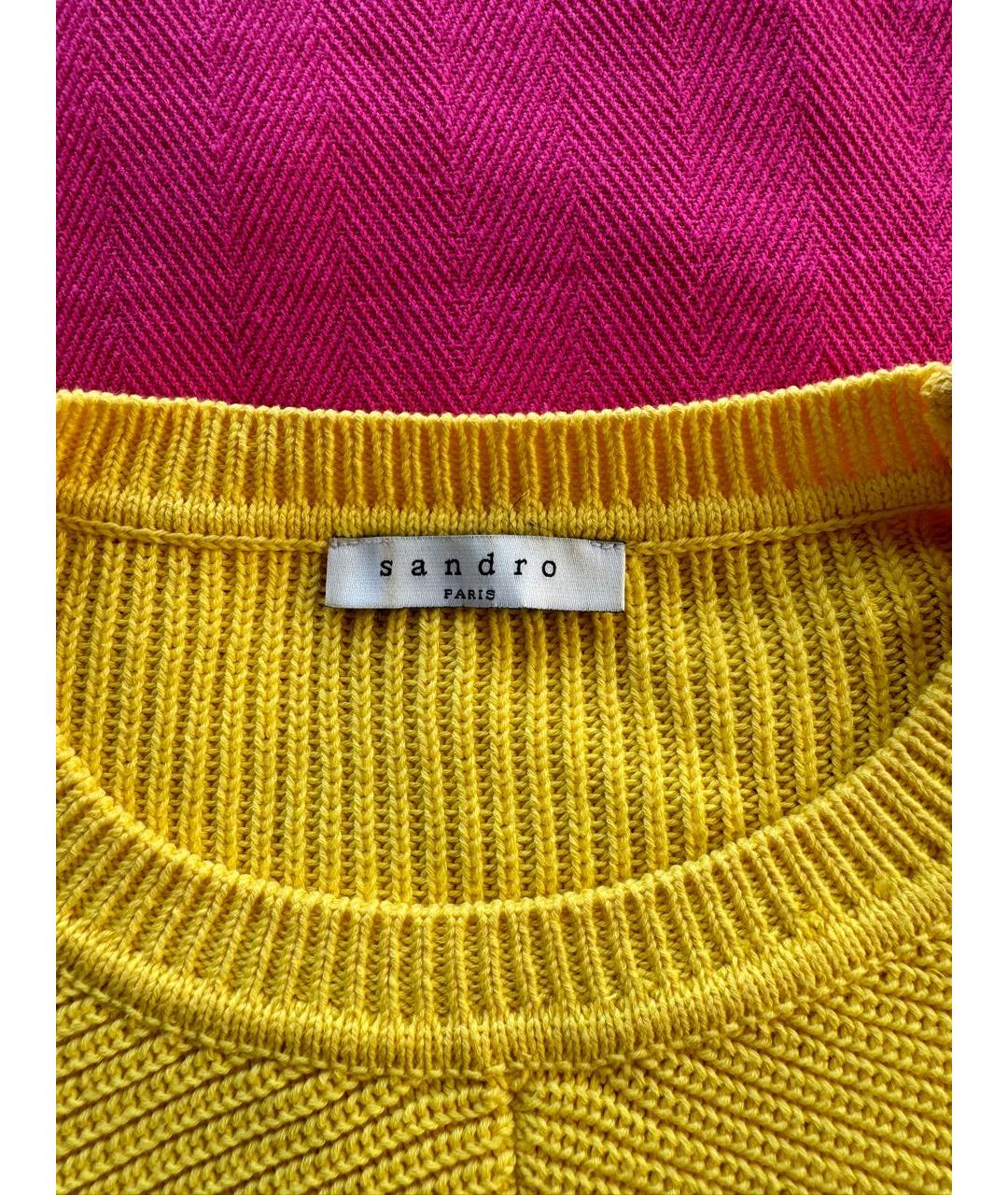 SANDRO Желтый хлопковый джемпер / свитер, фото 3