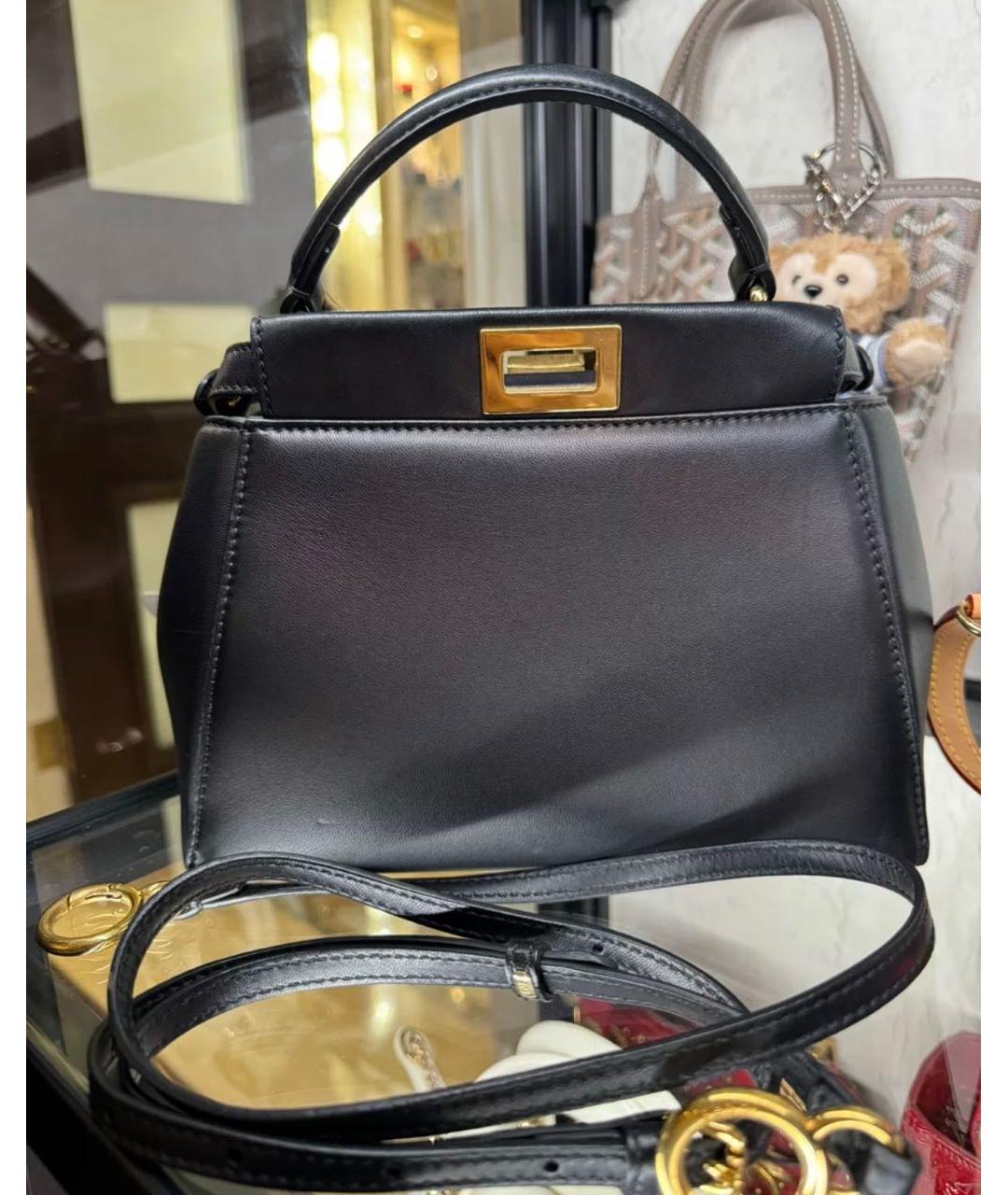 FENDI Черная кожаная сумка с короткими ручками, фото 8