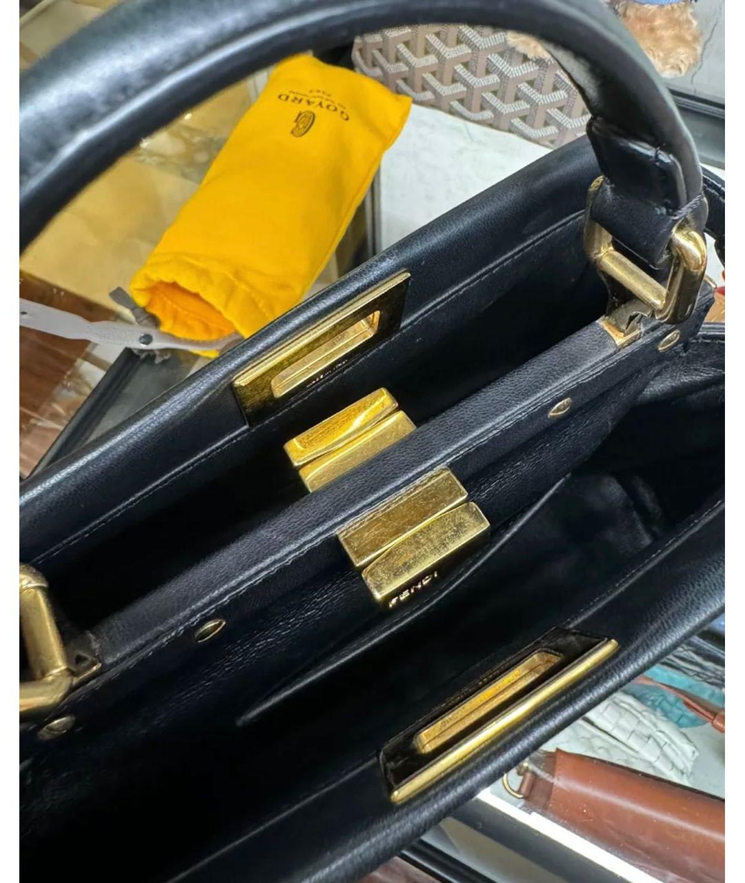 FENDI Черная кожаная сумка с короткими ручками, фото 6