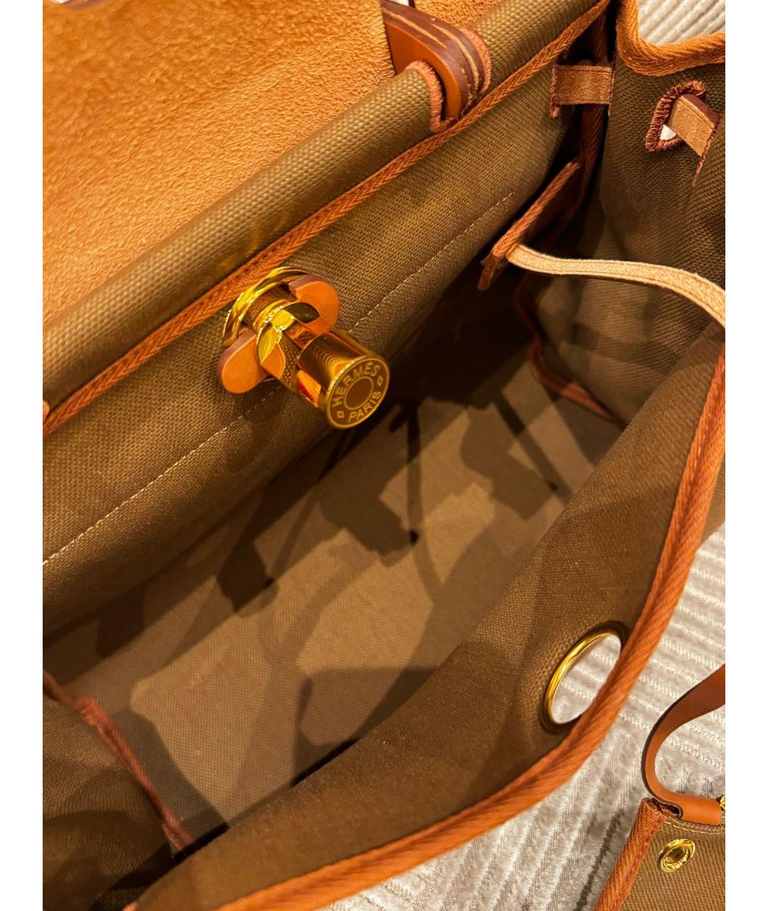 HERMES Горчичная тканевая сумка через плечо, фото 4