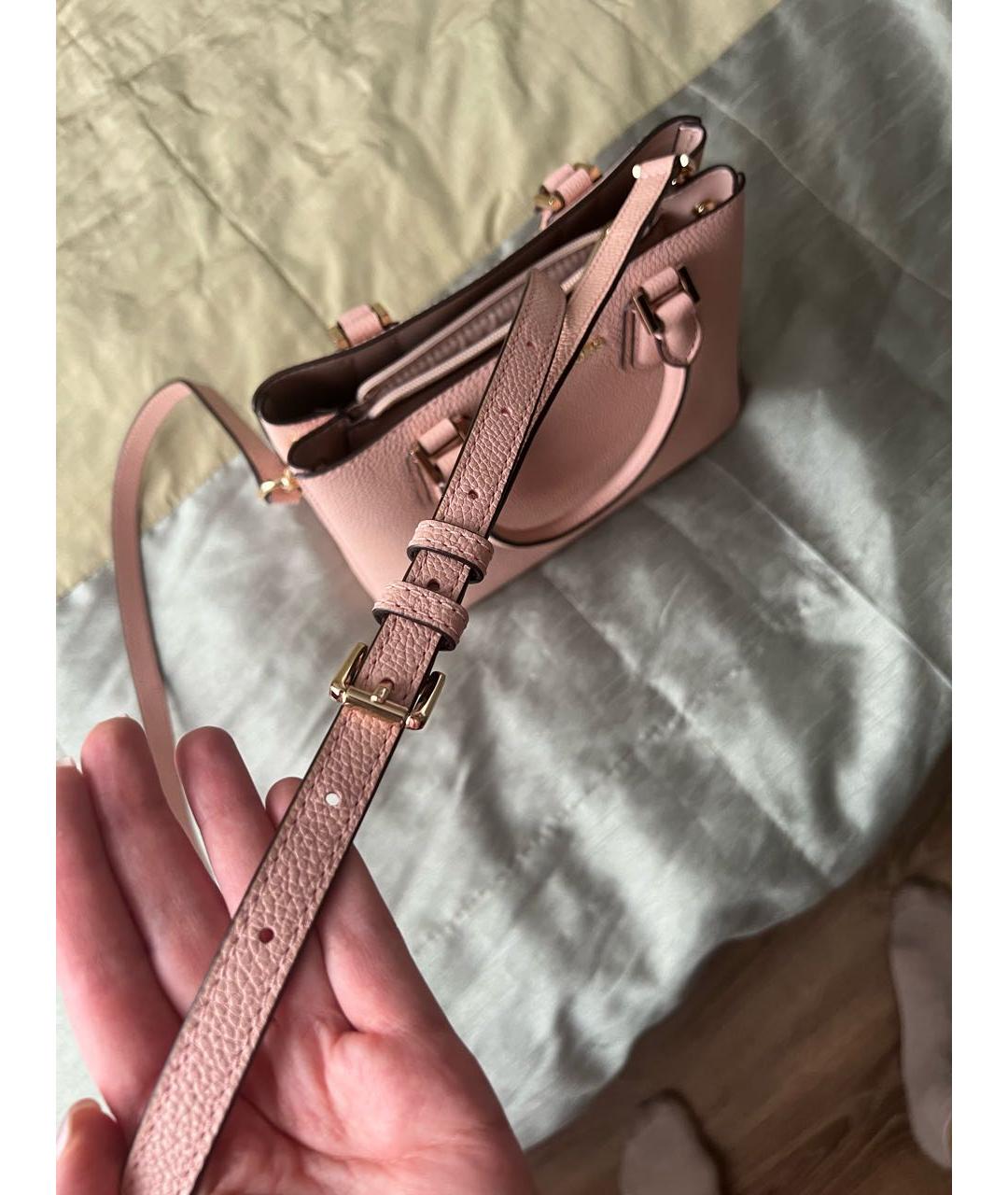 MICHAEL KORS Розовая кожаная сумка с короткими ручками, фото 5