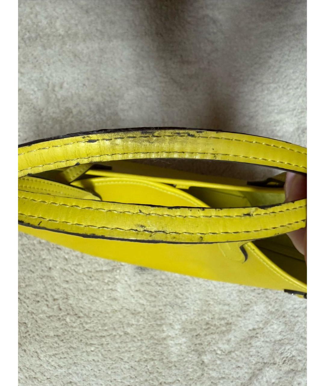 LOUIS VUITTON Желтая кожаная сумка тоут, фото 7