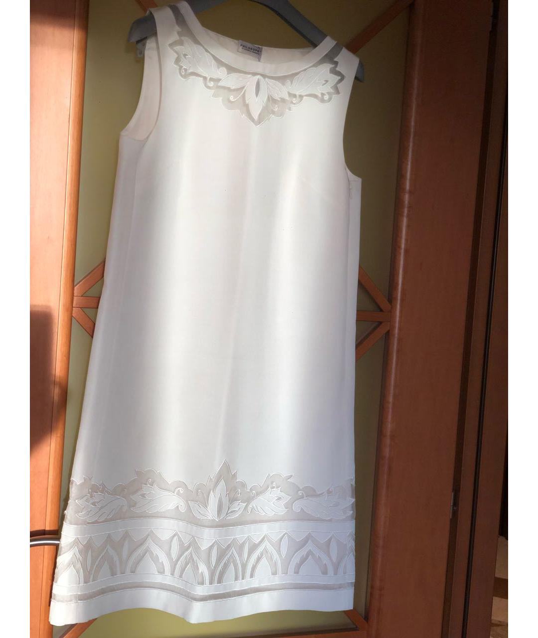 PHILOSOPHY DI ALBERTA FERRETTI Белое хлопковое коктейльное платье, фото 4