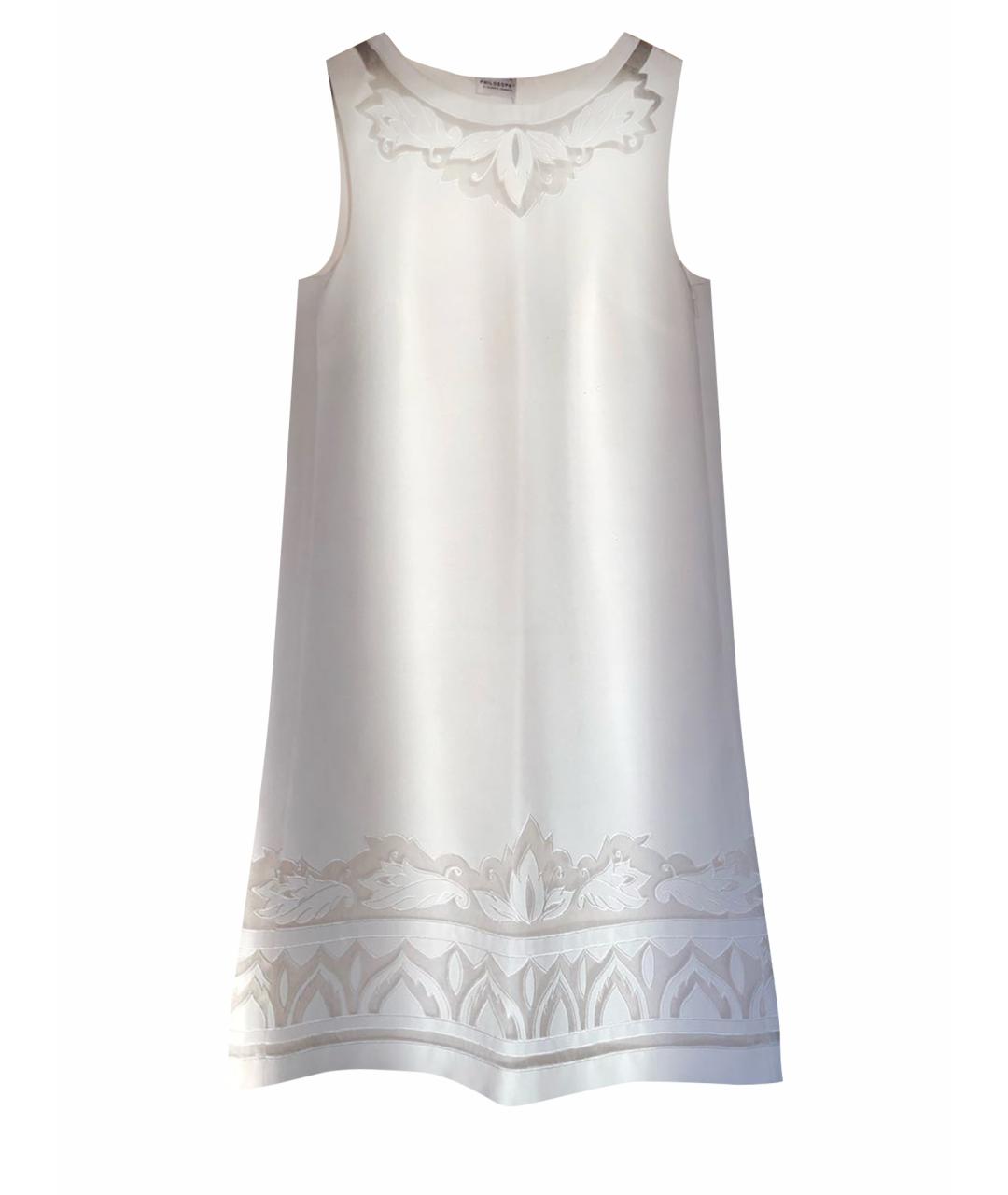 PHILOSOPHY DI ALBERTA FERRETTI Белое хлопковое коктейльное платье, фото 1