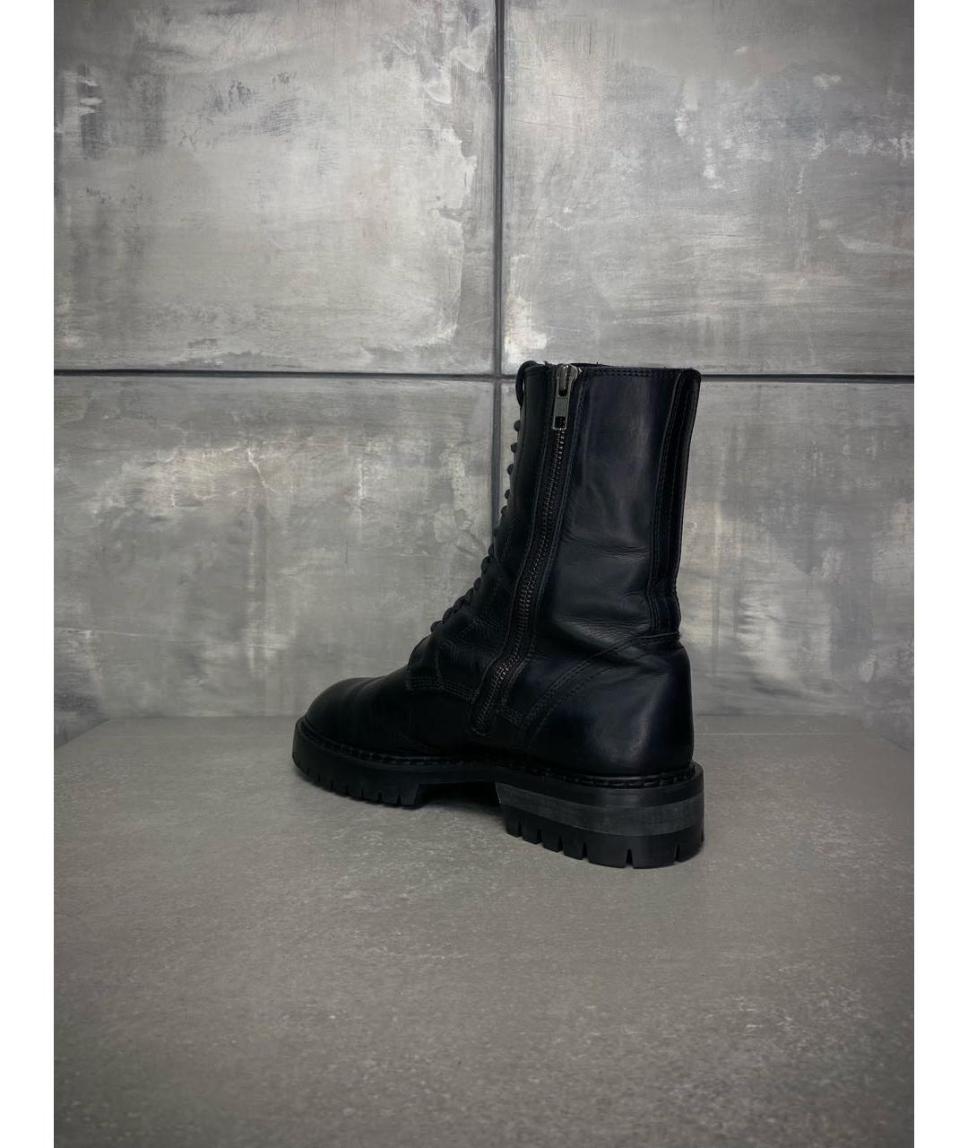 ANN DEMEULEMEESTER Черные кожаные высокие ботинки, фото 3