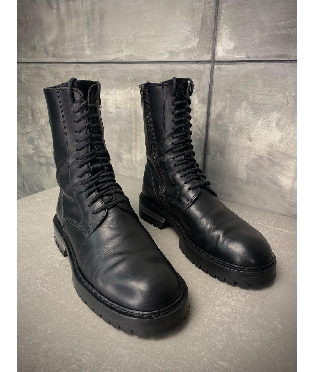 ANN DEMEULEMEESTER Черные кожаные высокие ботинки, фото 2