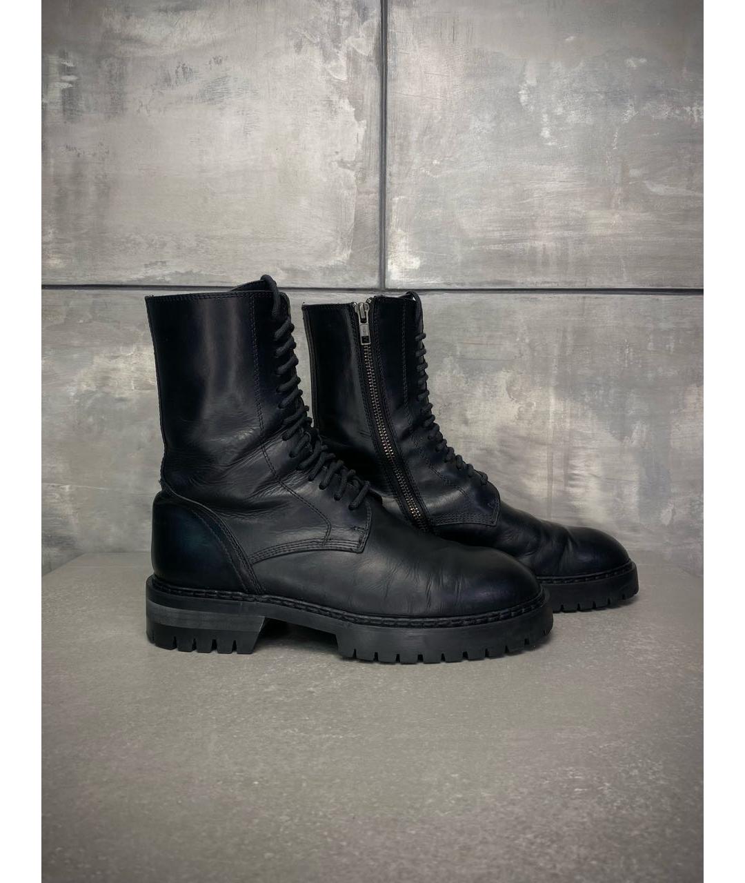 ANN DEMEULEMEESTER Черные кожаные высокие ботинки, фото 8