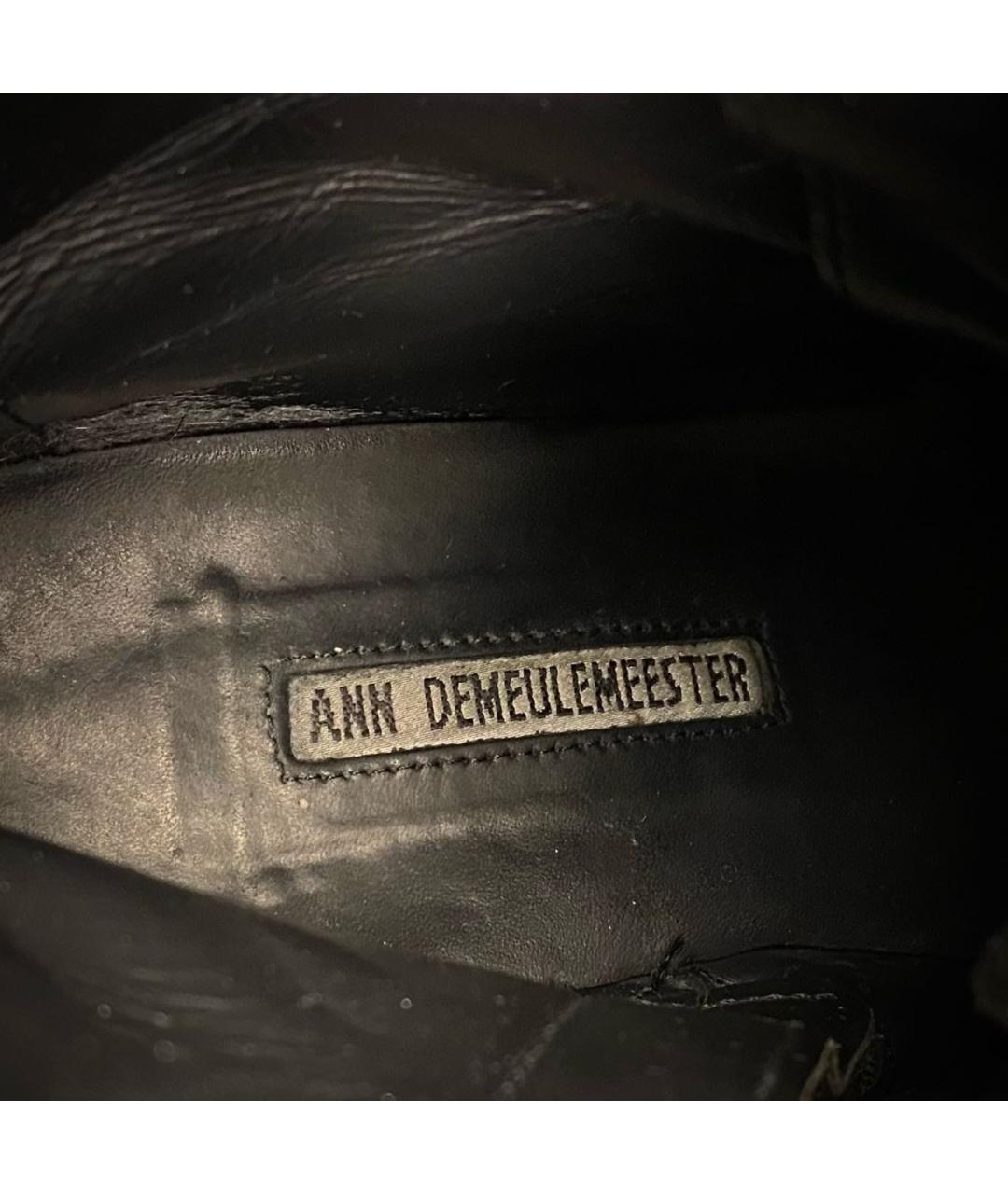 ANN DEMEULEMEESTER Черные кожаные высокие ботинки, фото 7
