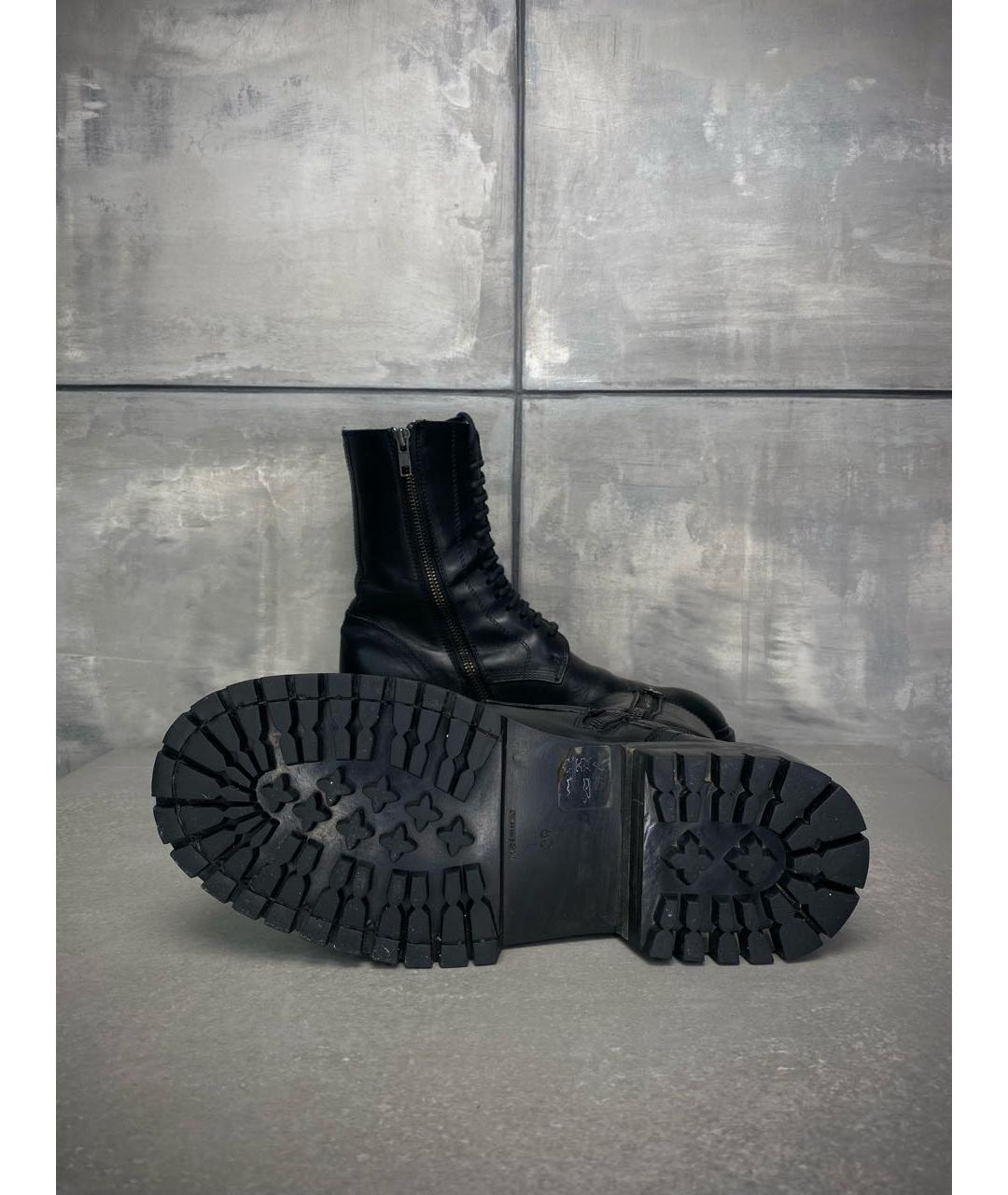 ANN DEMEULEMEESTER Черные кожаные высокие ботинки, фото 5