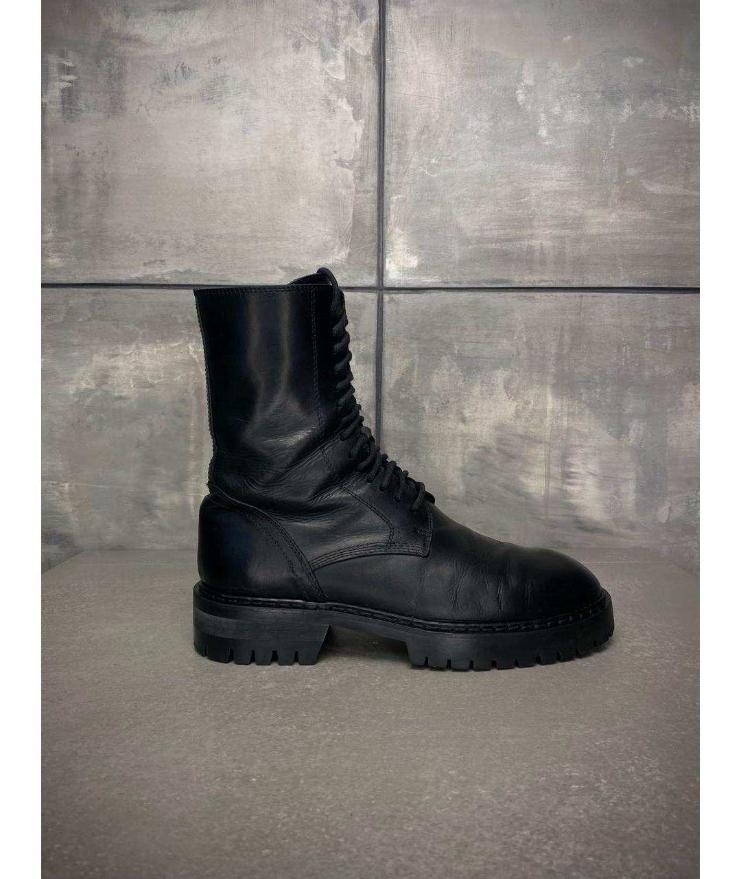 ANN DEMEULEMEESTER Черные кожаные высокие ботинки, фото 9