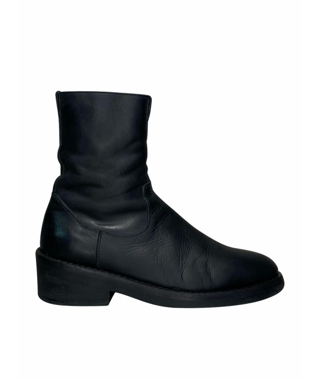 ANN DEMEULEMEESTER Черные кожаные высокие ботинки, фото 1