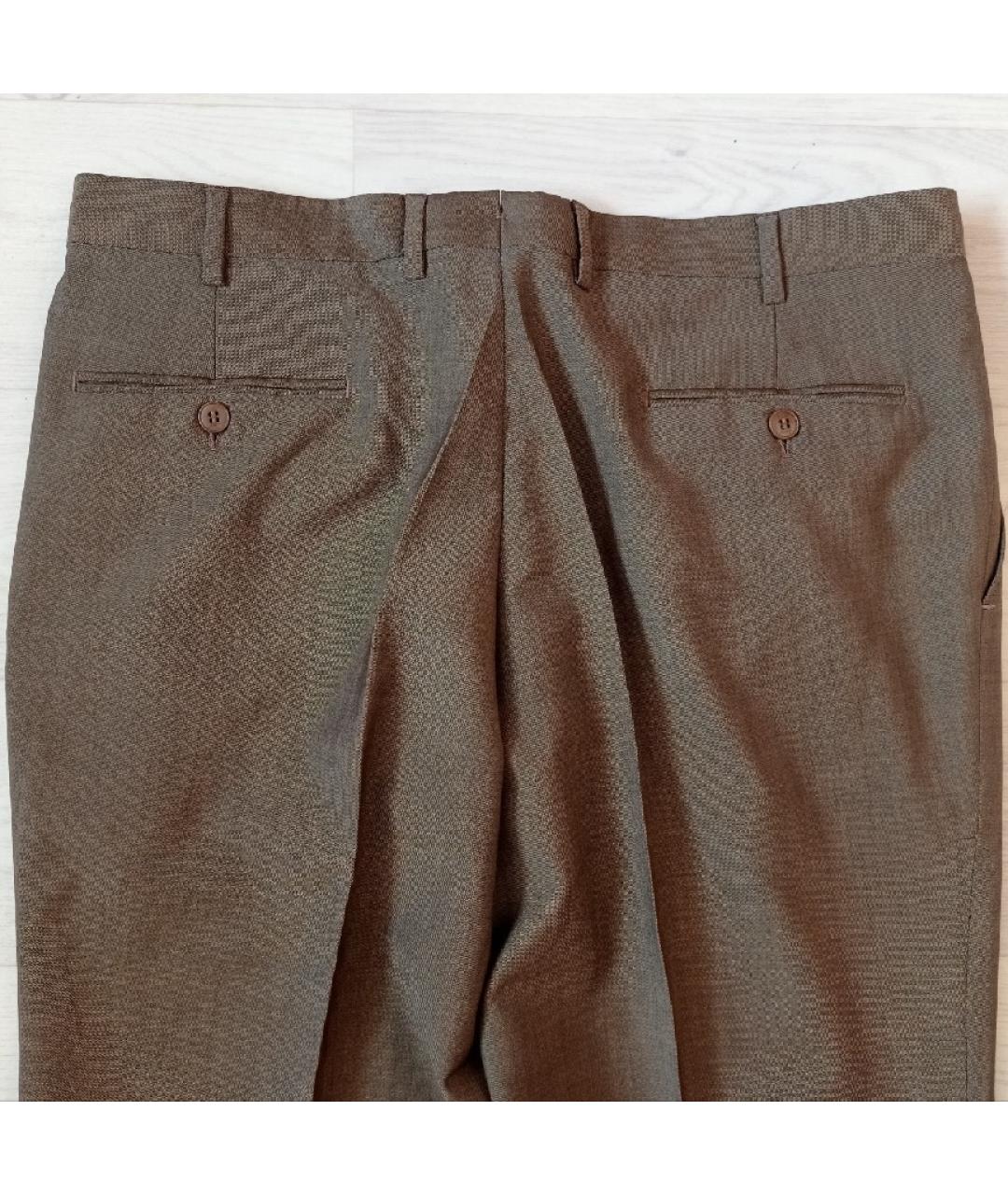 BRIONI Коричневые шерстяные классические брюки, фото 6
