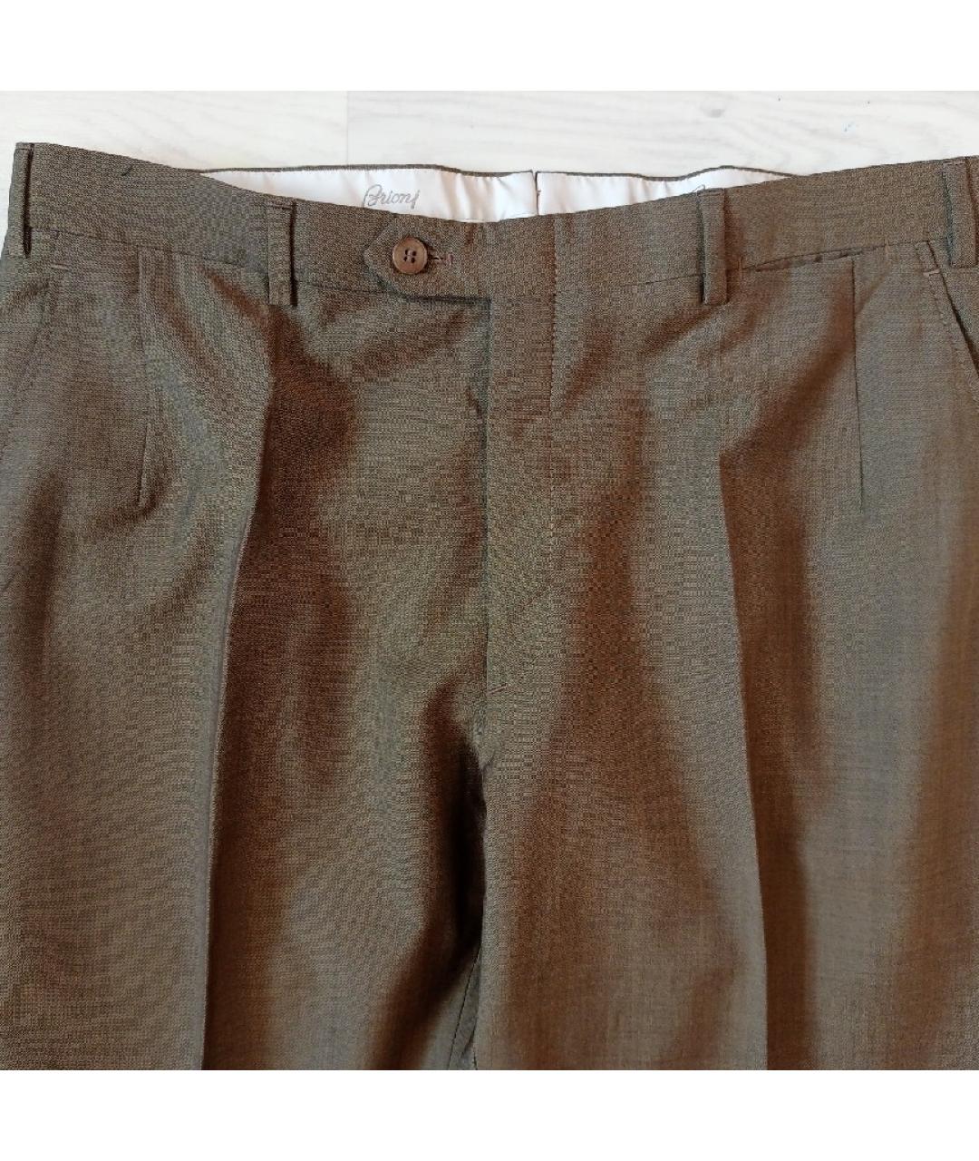 BRIONI Коричневые шерстяные классические брюки, фото 3