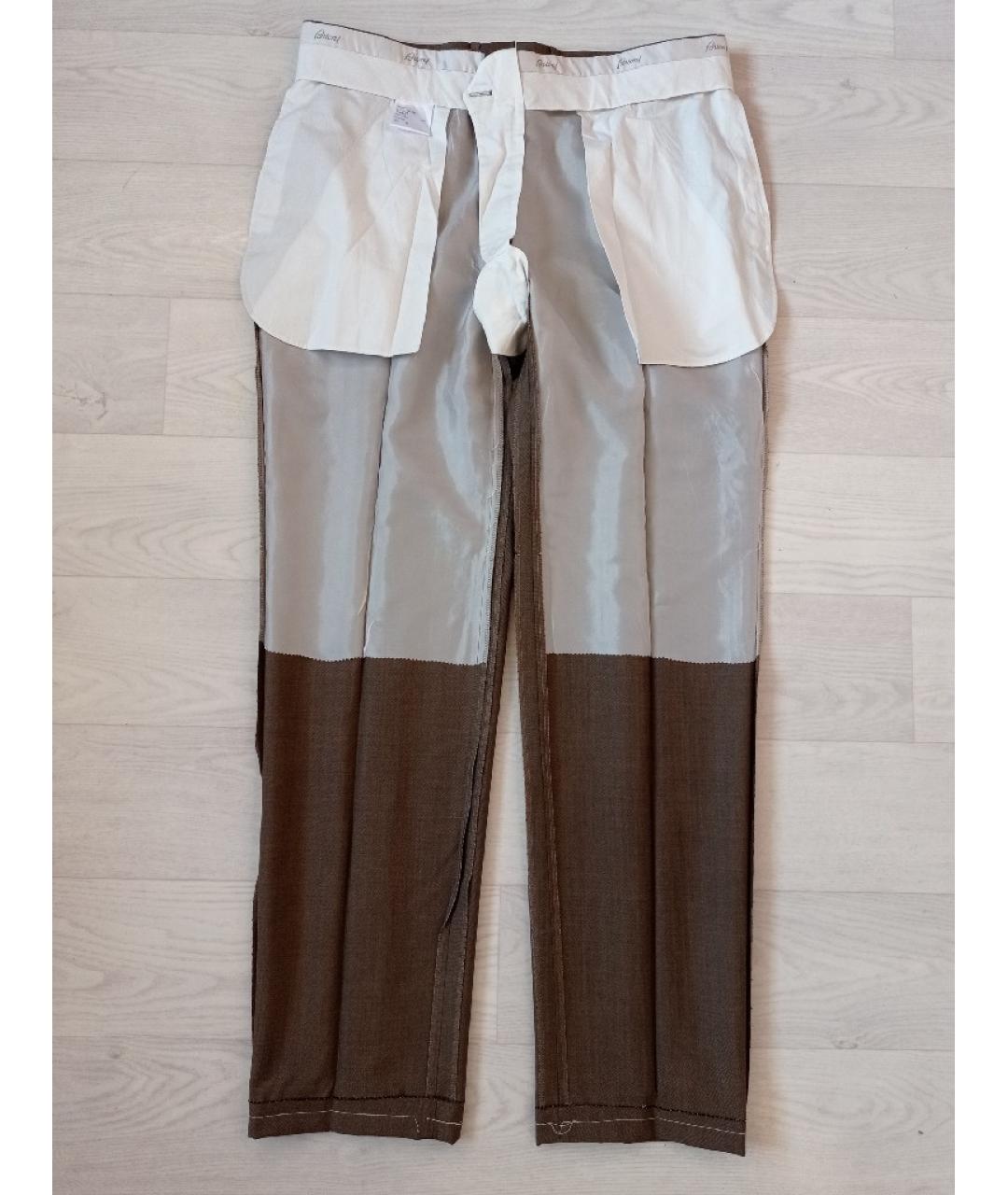 BRIONI Коричневые шерстяные классические брюки, фото 7