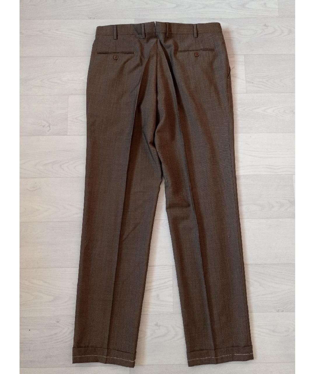 BRIONI Коричневые шерстяные классические брюки, фото 5