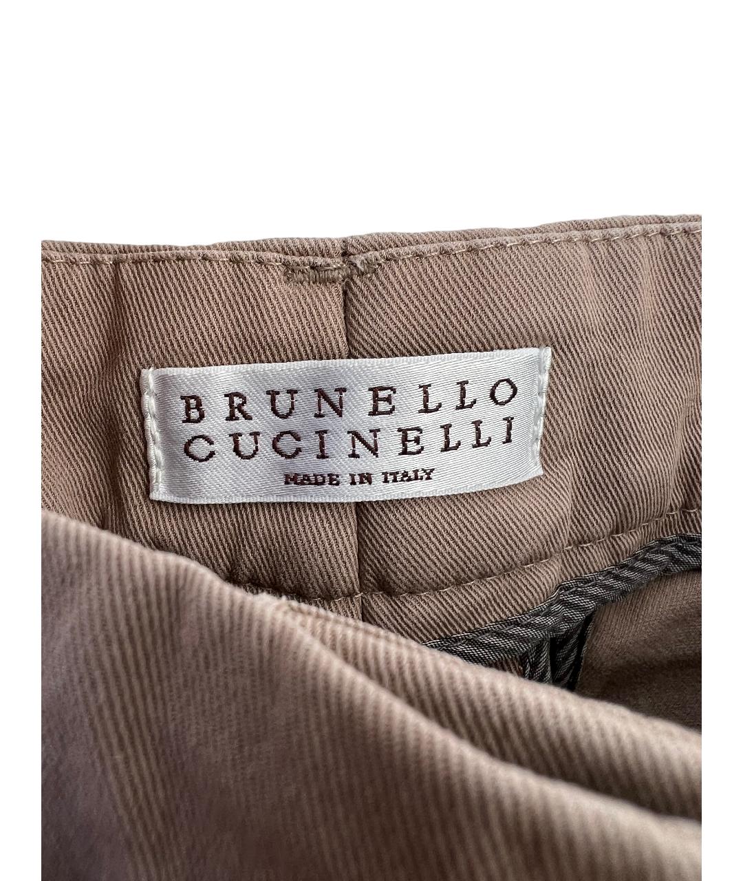 BRUNELLO CUCINELLI Коричневые хлопко-эластановые брюки узкие, фото 3