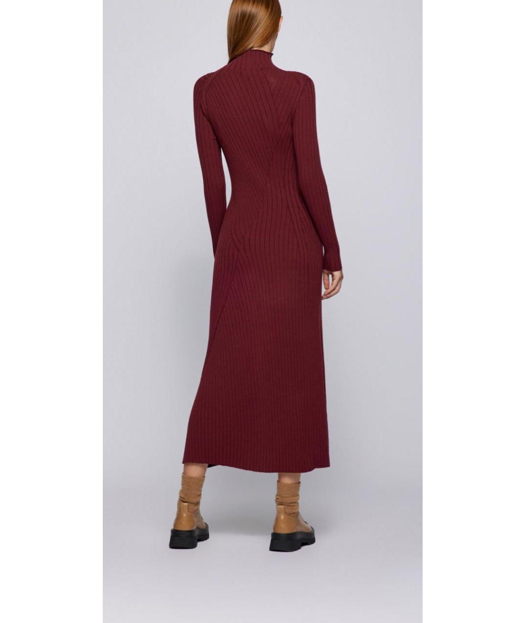 HUGO BOSS Бордовое вискозное повседневное платье, фото 2