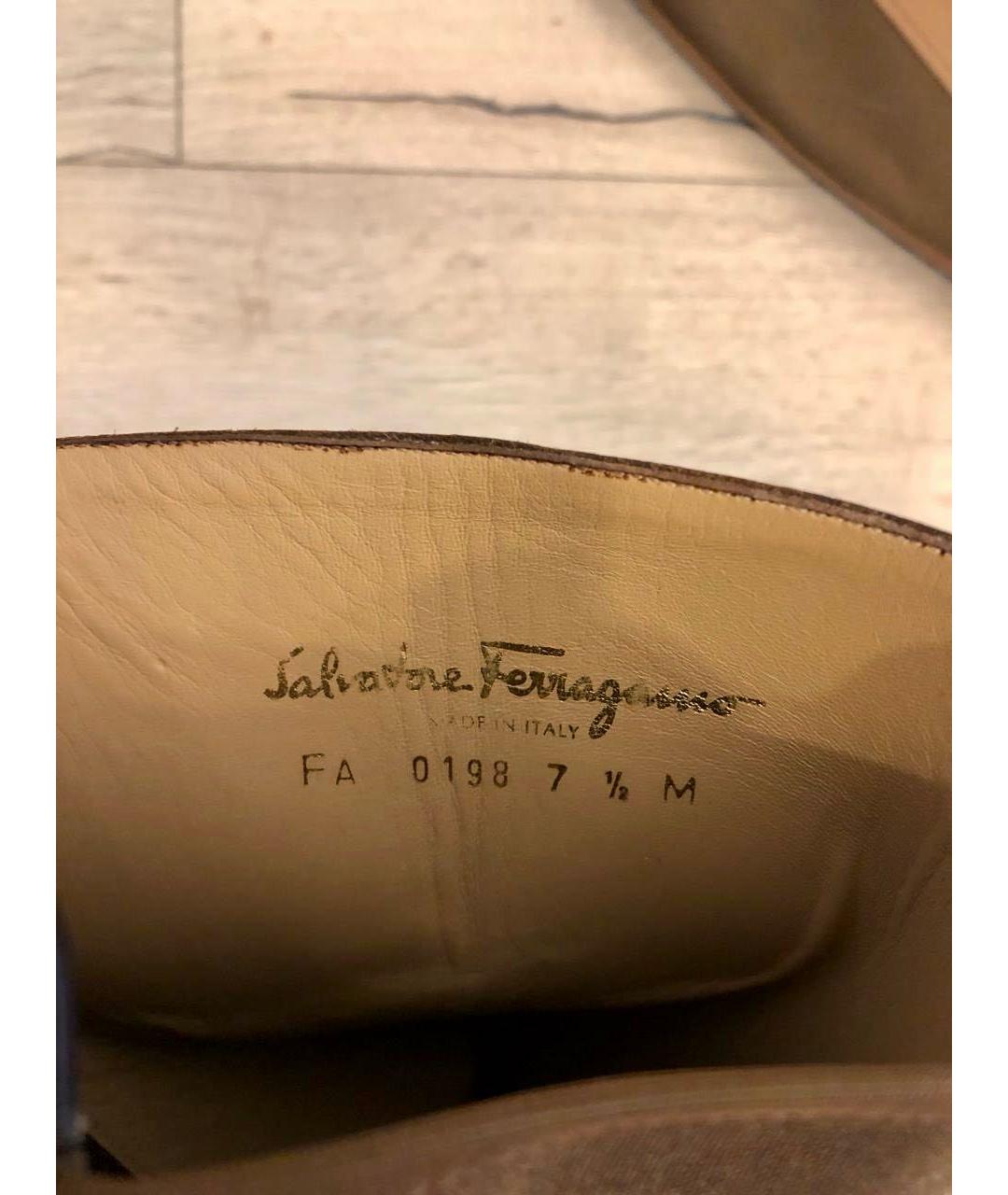 SALVATORE FERRAGAMO Коричневые кожаные сапоги, фото 7