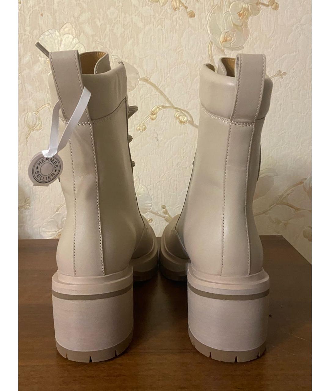 HERMES PRE-OWNED Бежевые кожаные ботинки, фото 4