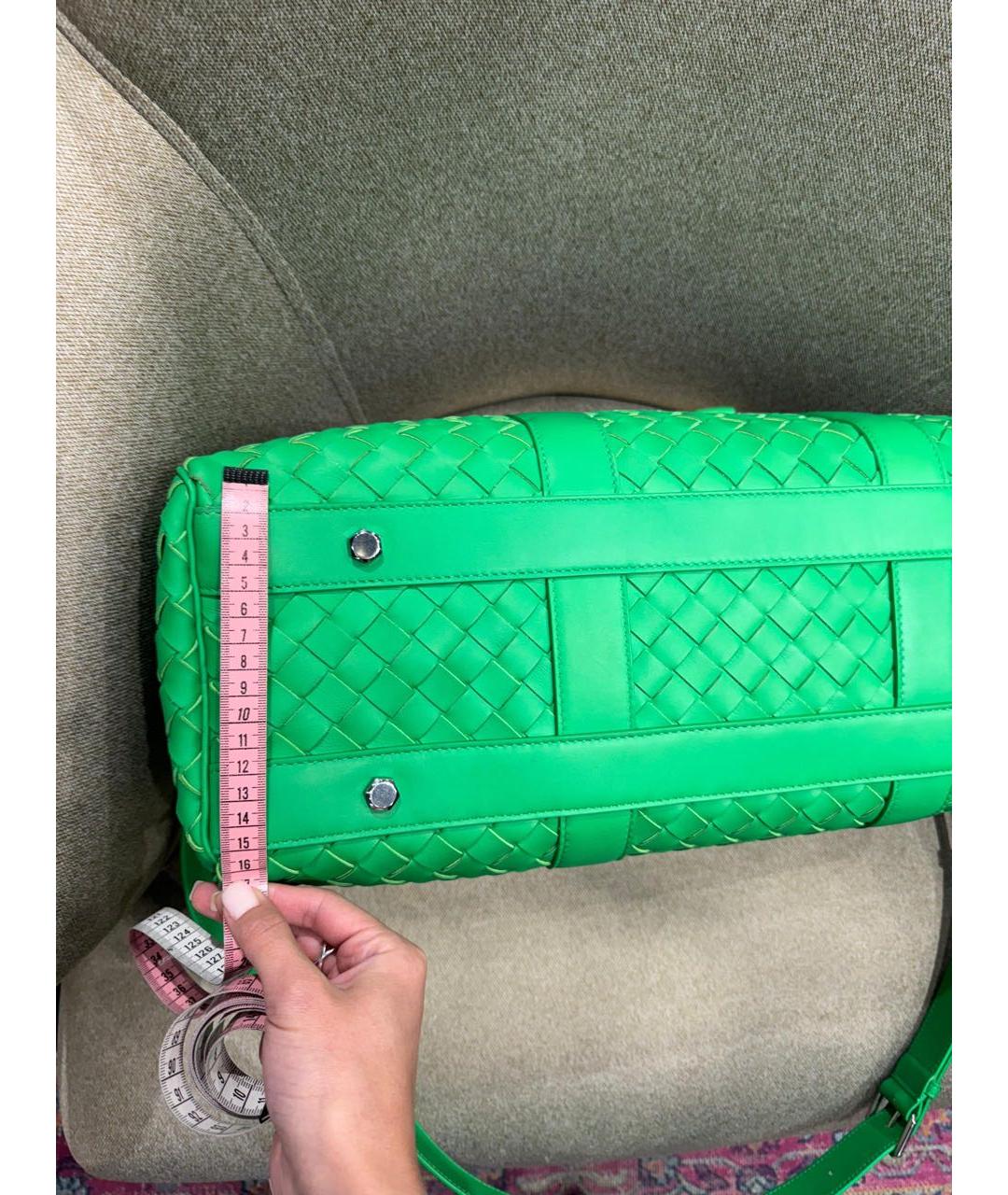 BOTTEGA VENETA Зеленая кожаная дорожная/спортивная сумка, фото 5