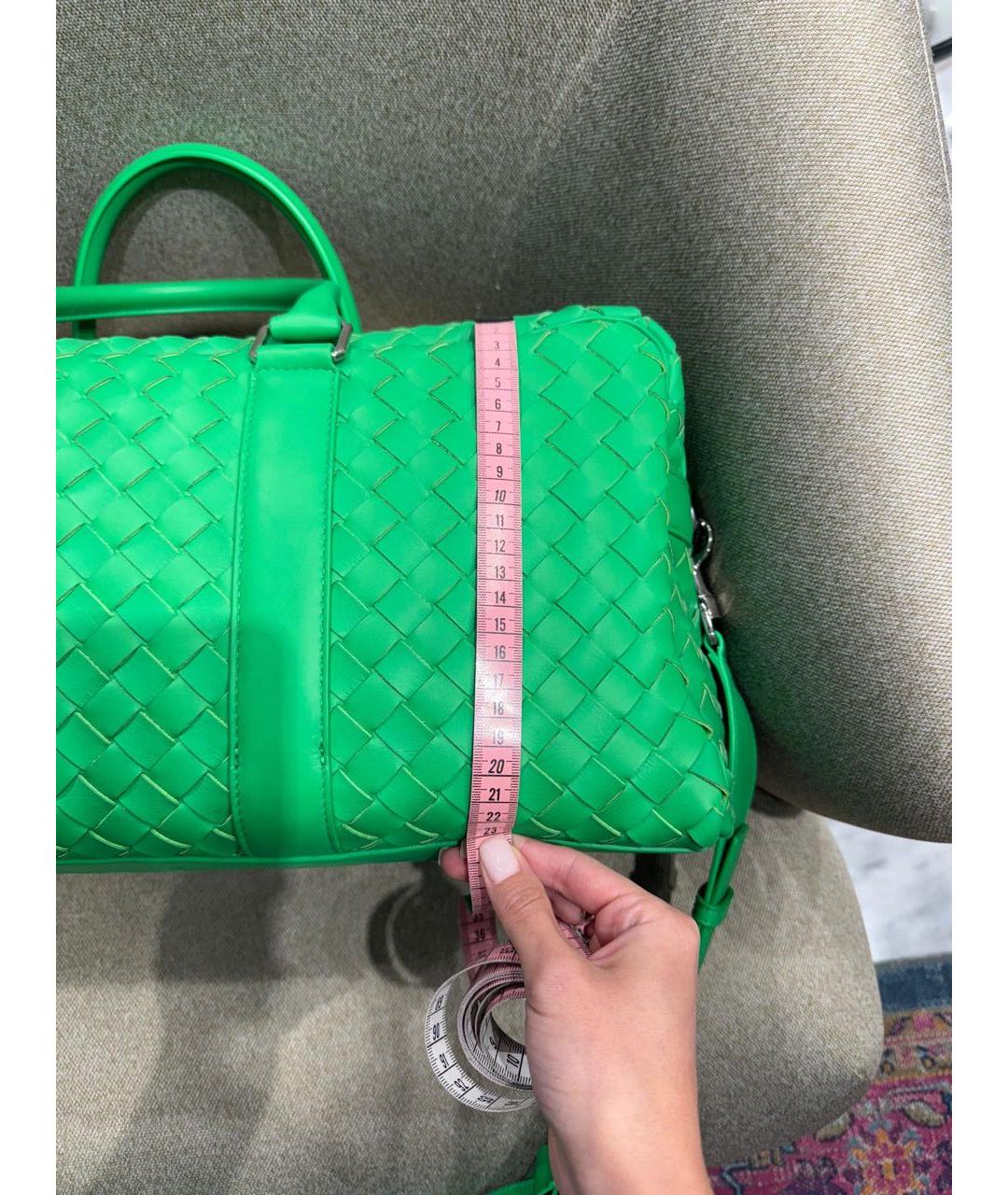 BOTTEGA VENETA Зеленая кожаная дорожная/спортивная сумка, фото 4