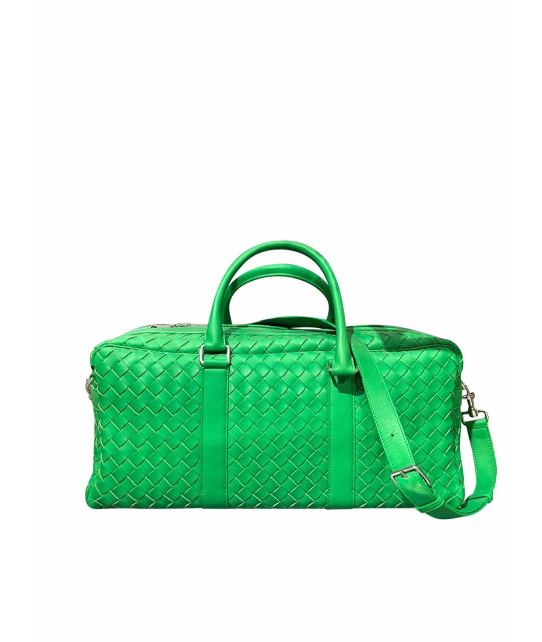 BOTTEGA VENETA Зеленая кожаная дорожная/спортивная сумка, фото 1